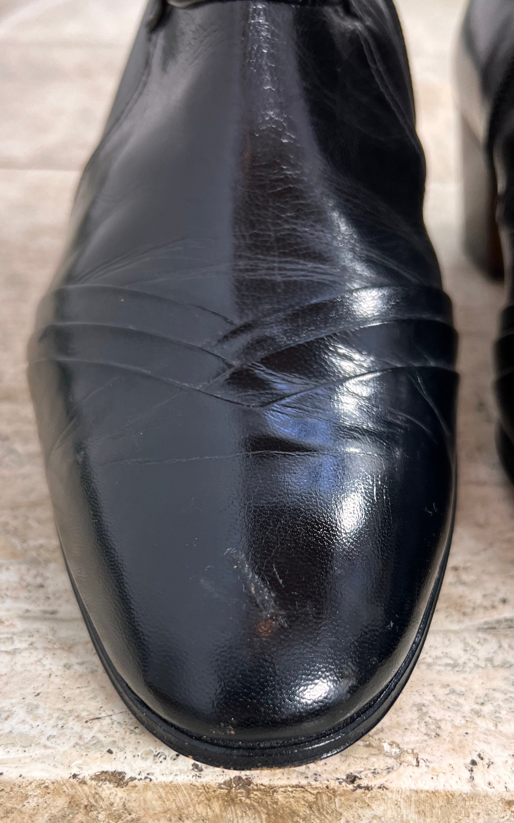 Vintage MENS Black Leather Ankle Boots 42