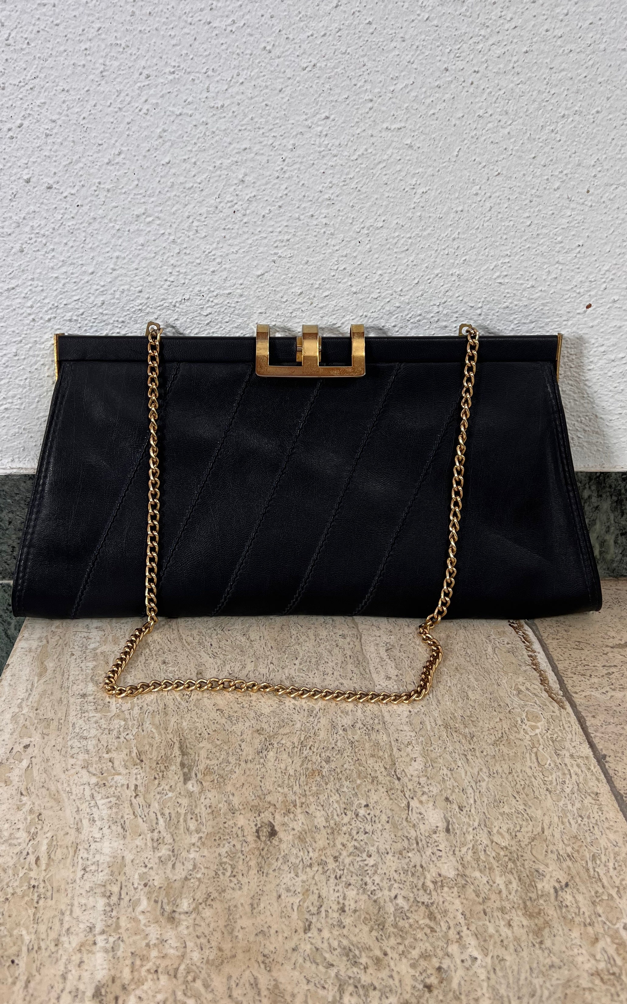 Vintage Darkblue 70s Clutch Bag
