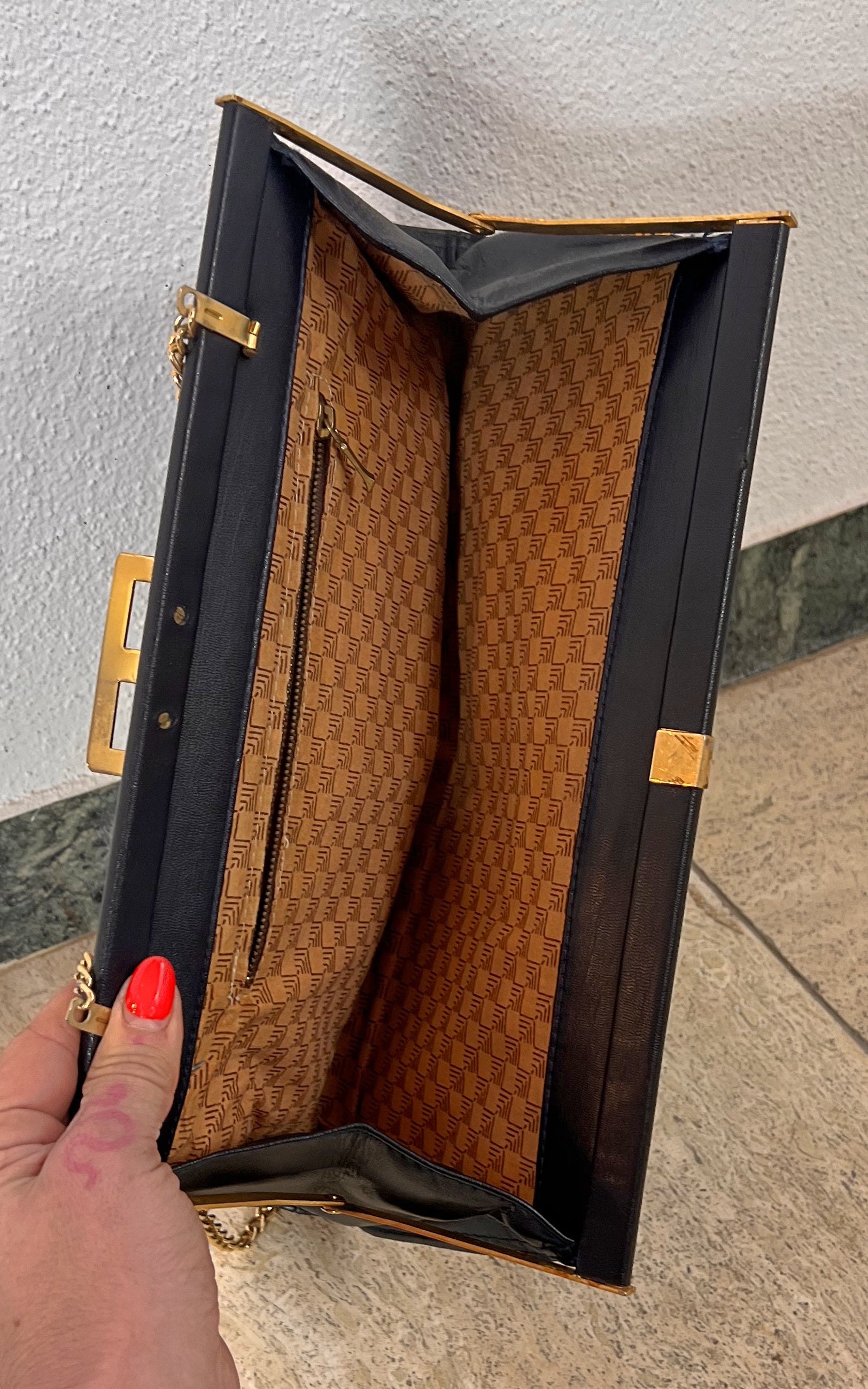 Vintage Darkblue 70s Clutch Bag