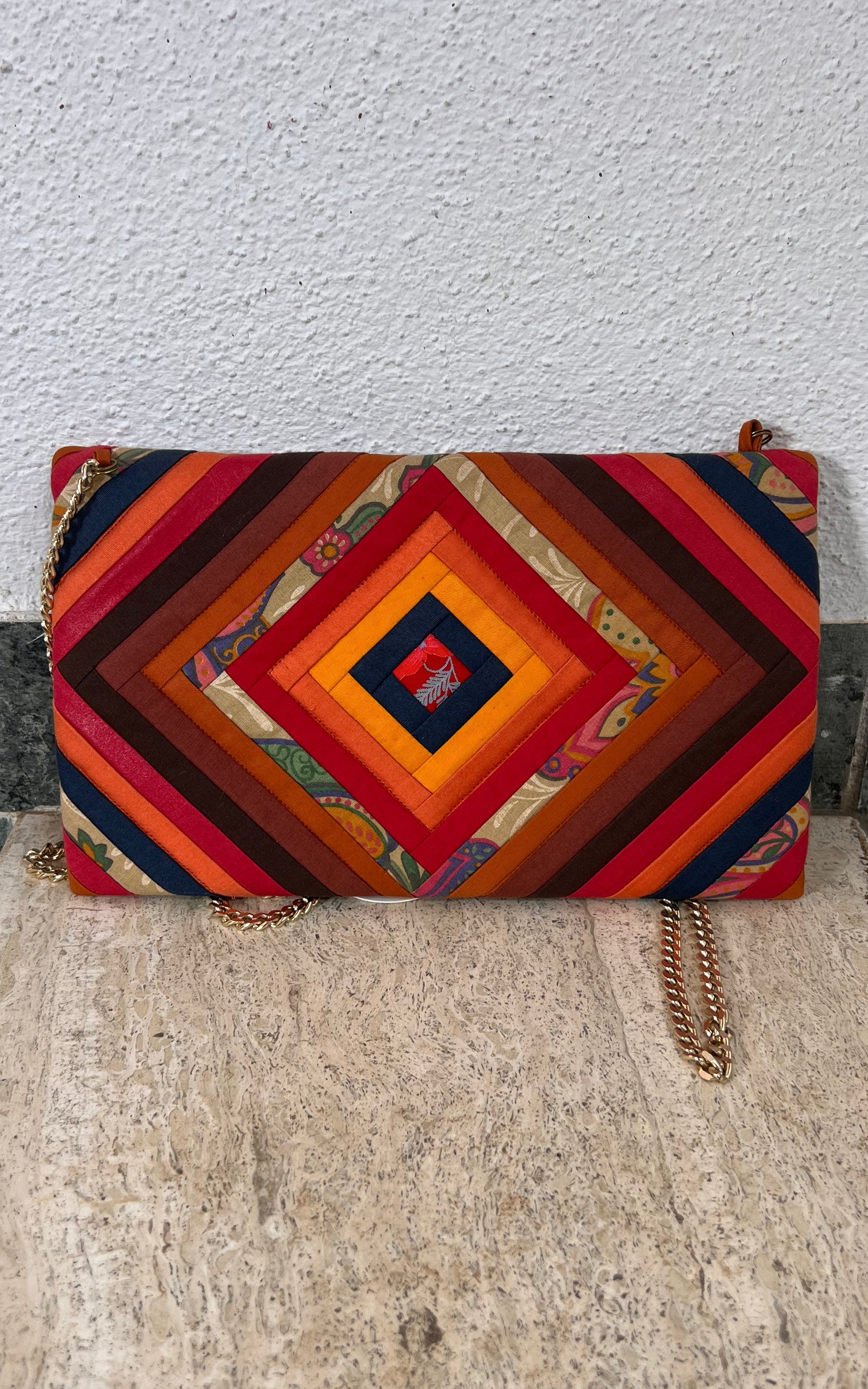 Handmade Patchwork Silk Clutch Bag