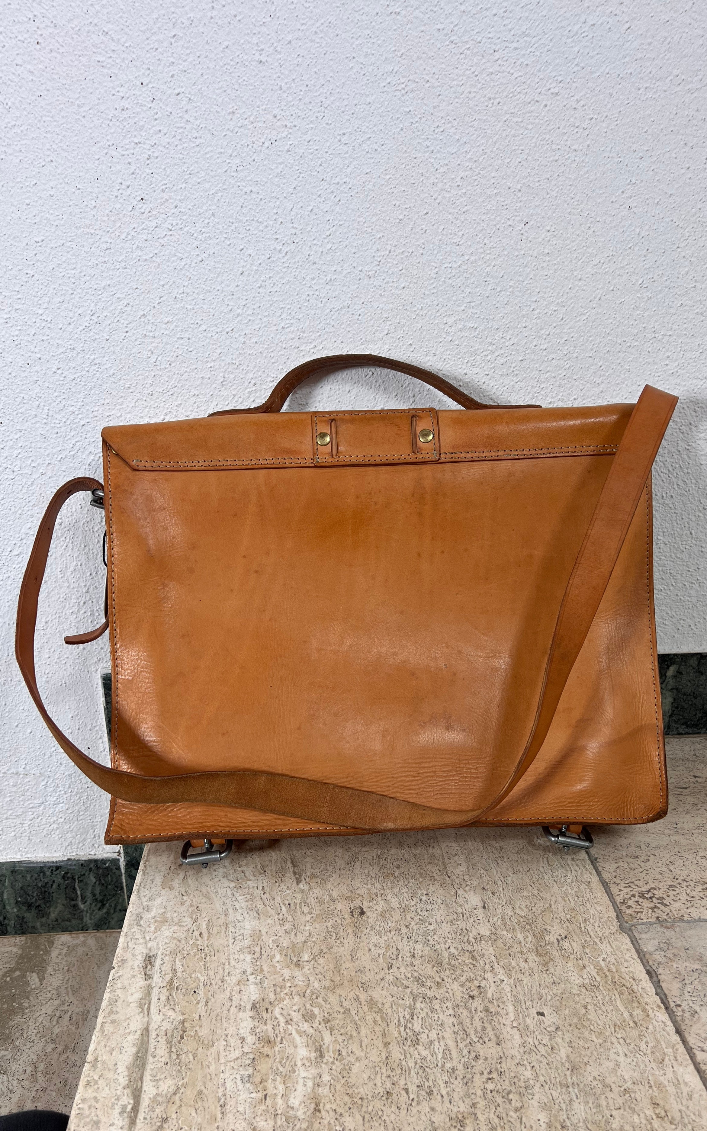 Vintage BREE Natural Leather Satchel / Backpack