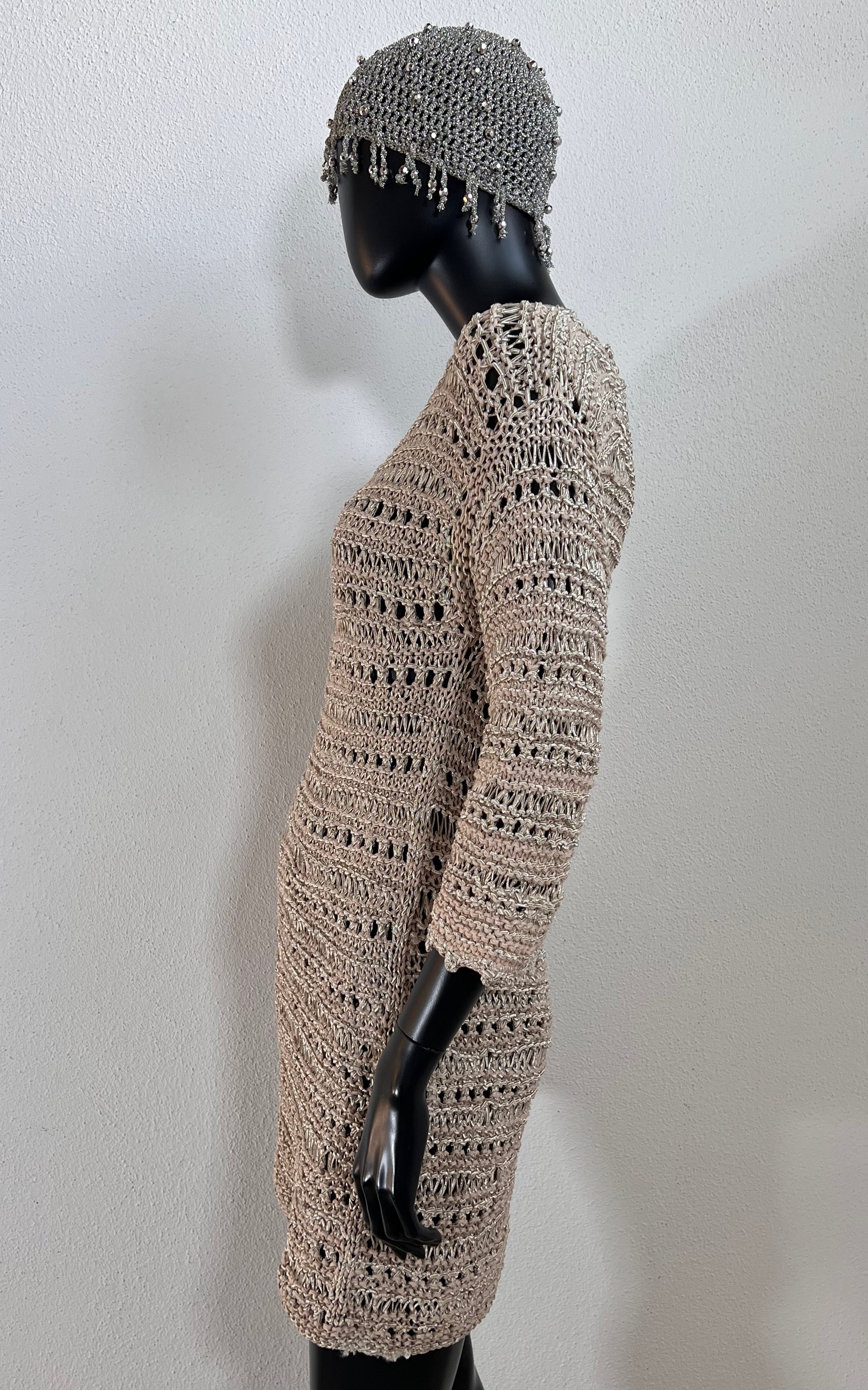 Vintage Metallic Yarn Crochet Dress Handmade