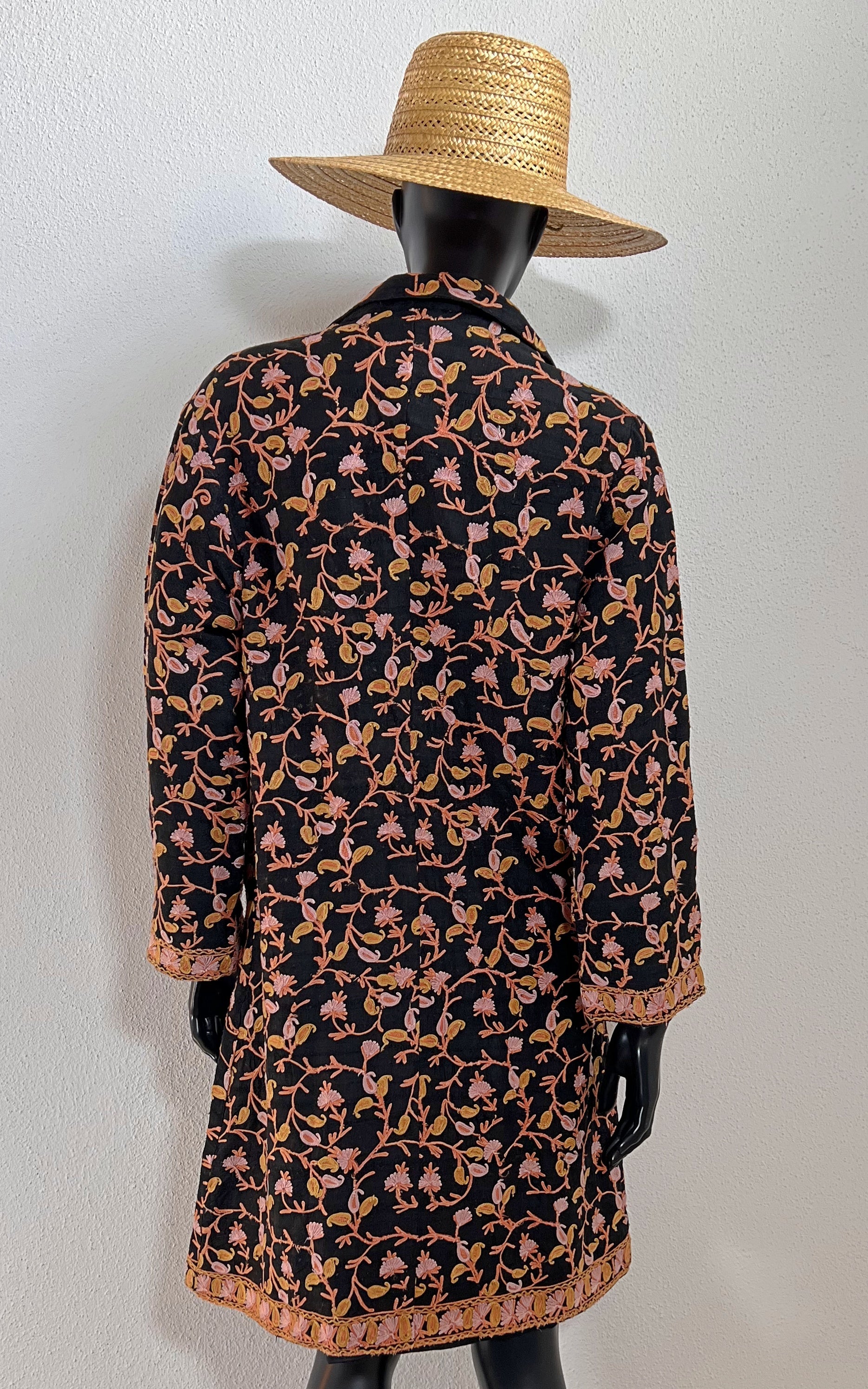 Vintage Antique Silk Embroidery Coat Dress