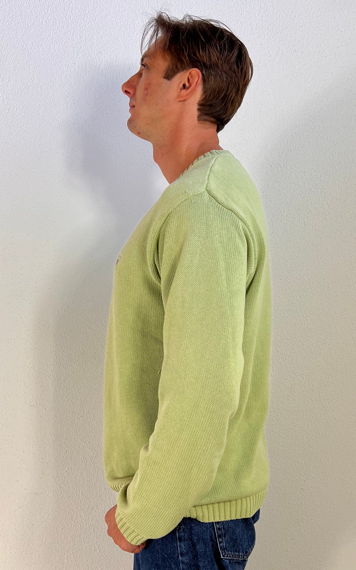 GANT MENS Cotton V-Neck Sweater – Pistachio Green
