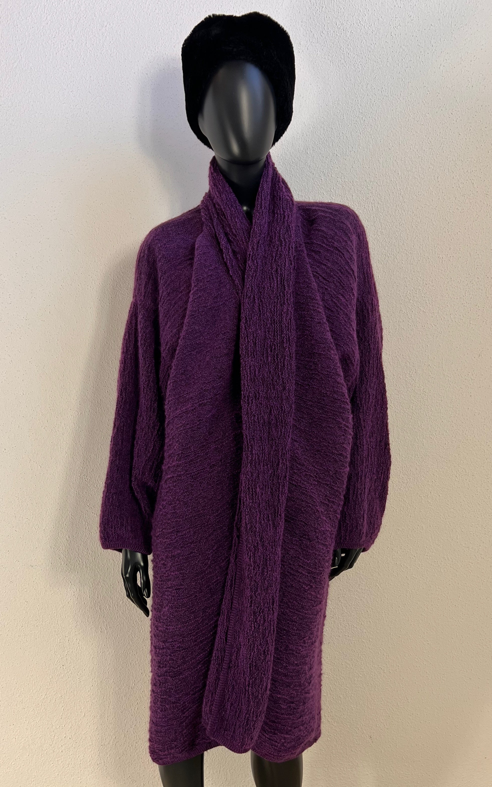 Vintage Missoni Knit Coat in Deep Plum Purple