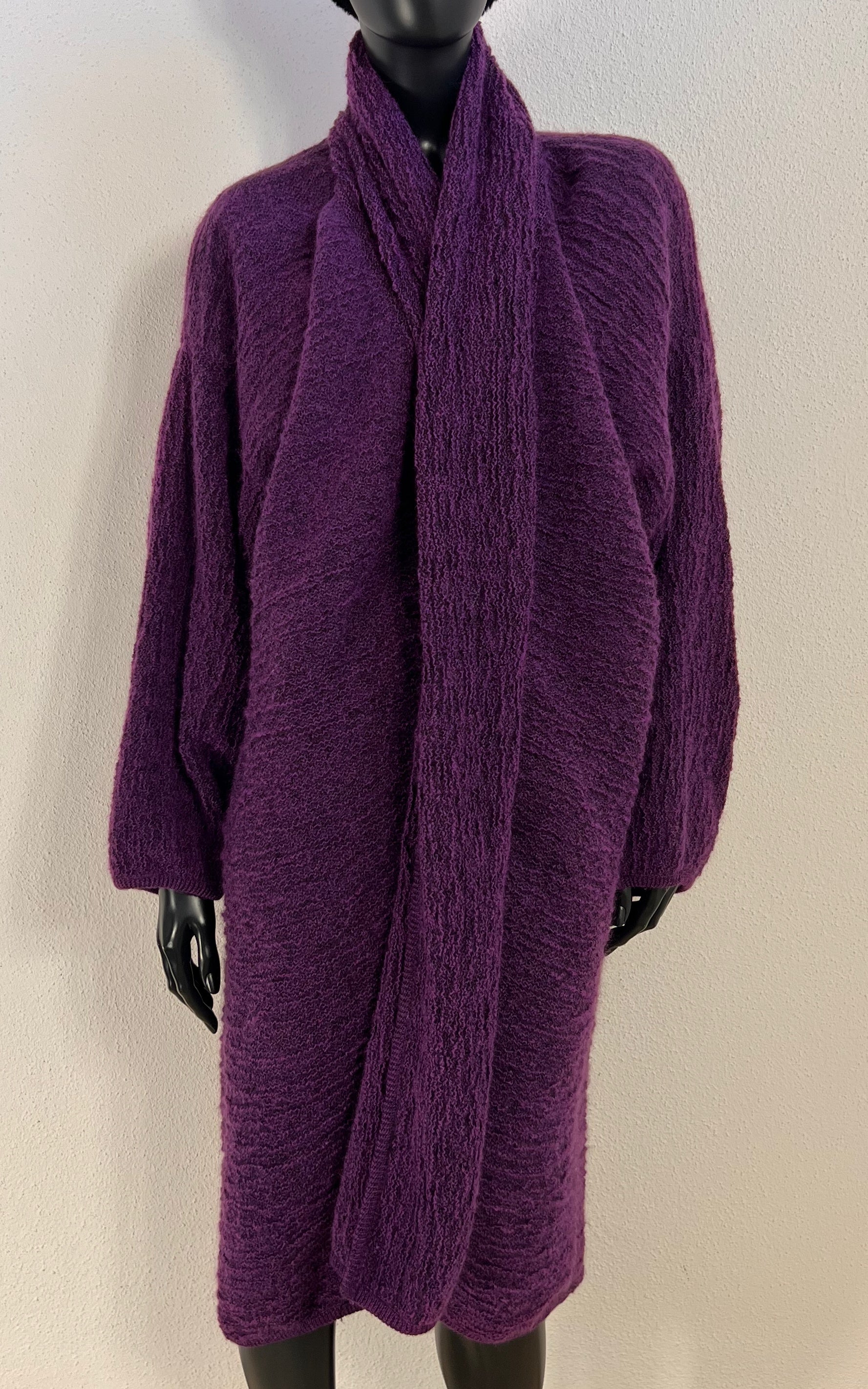 Vintage Missoni Knit Coat in Deep Plum Purple