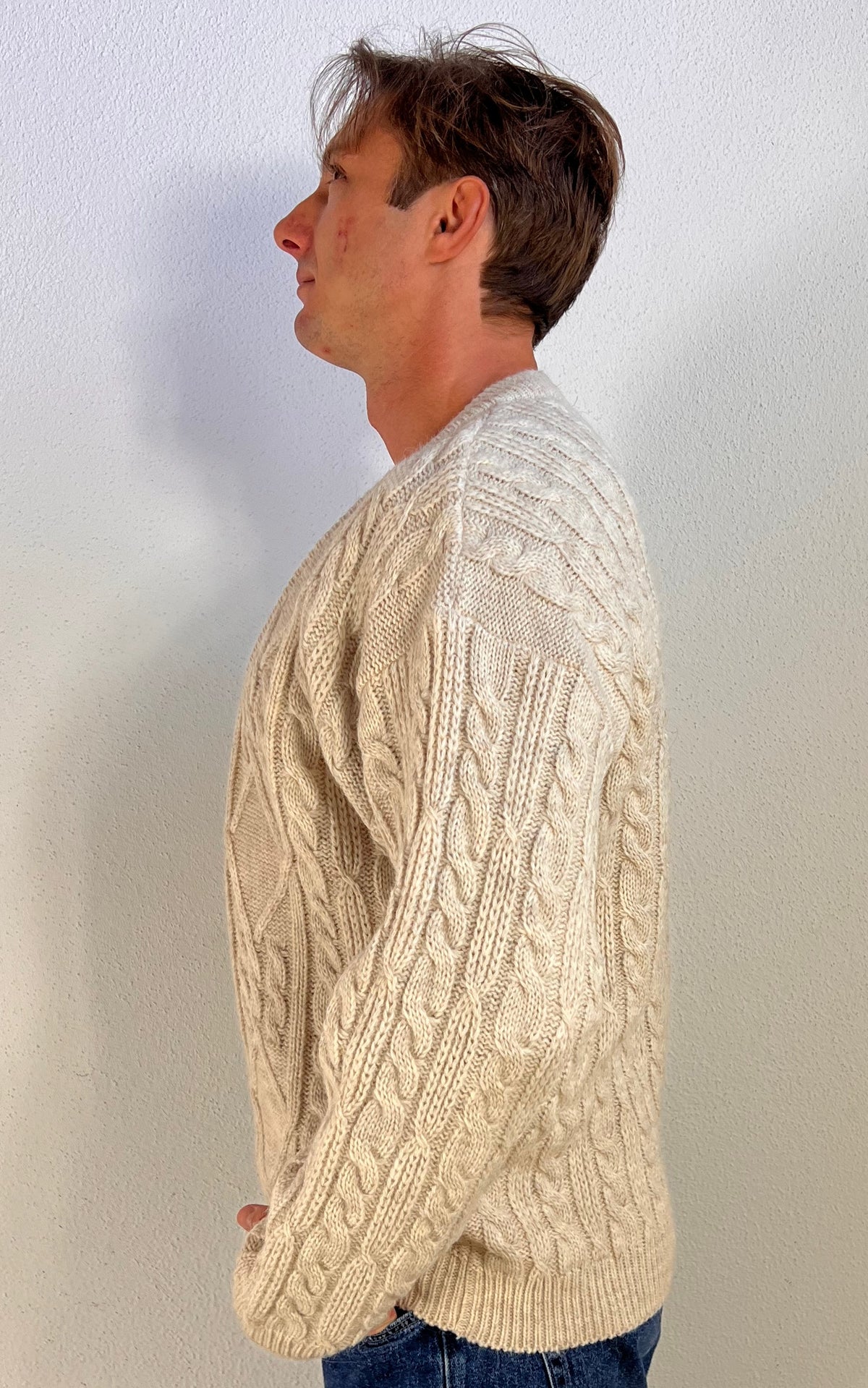 Vintage MENS Derby Cable Knit Wool & Alpaca Cardigan