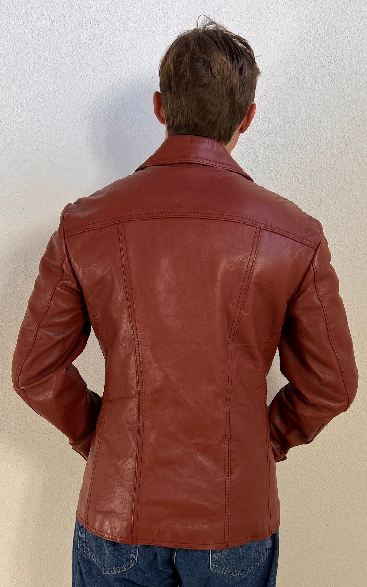 Vintage 1970s MENS Rust Brown Nappa Leather Jacket