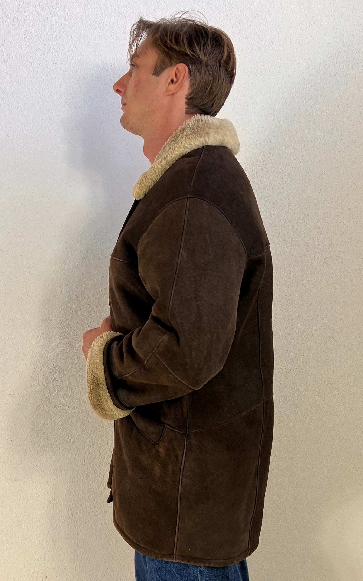 Vintage MENS Brown Shearling Jacket – Genuine Lambskin