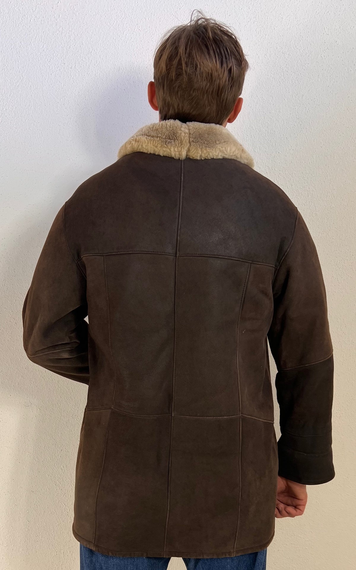 Vintage MENS Brown Shearling Jacket – Genuine Lambskin