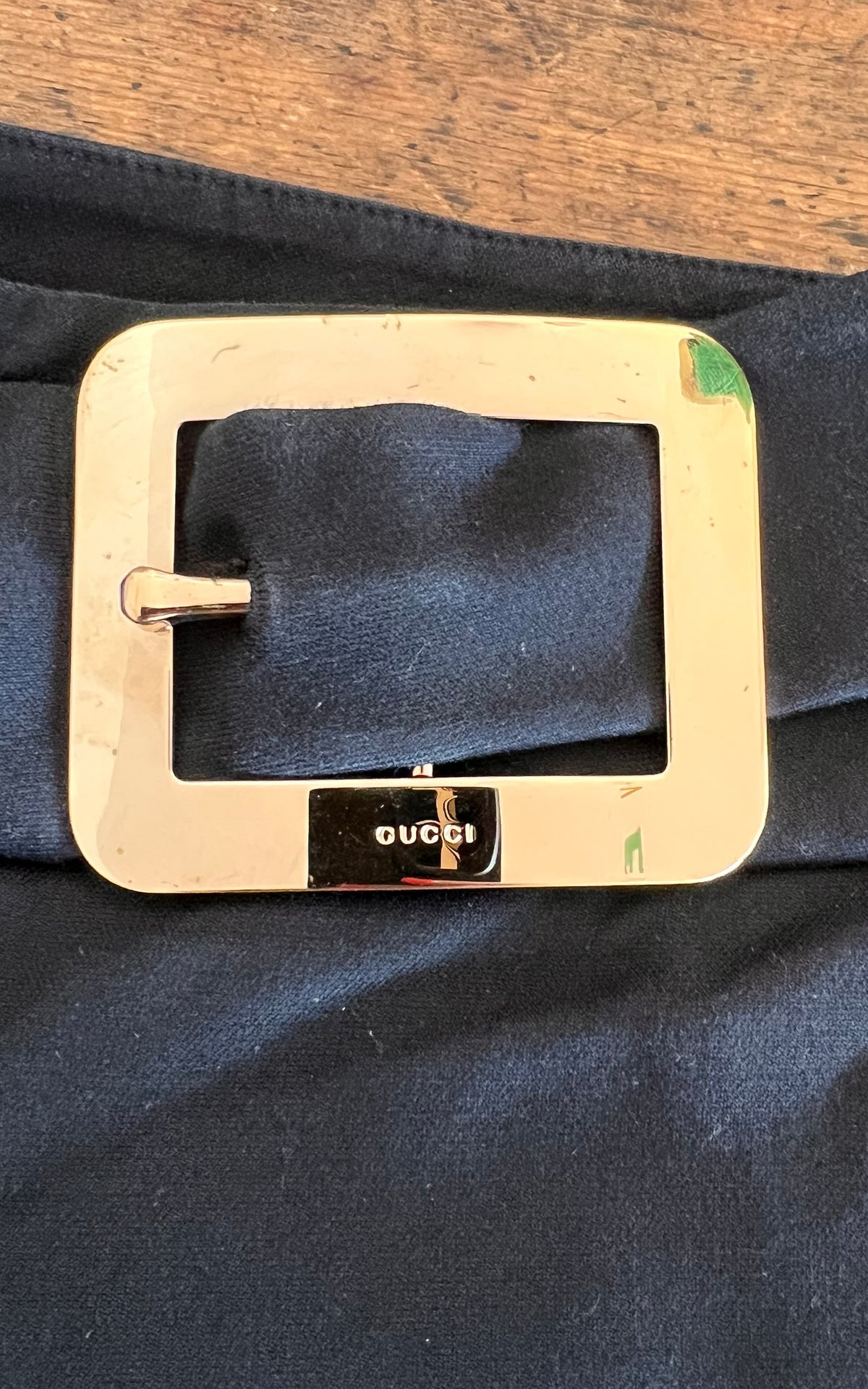 Gucci Black Cotton Cropped Flared Trousers with Gold-Tone Buckle