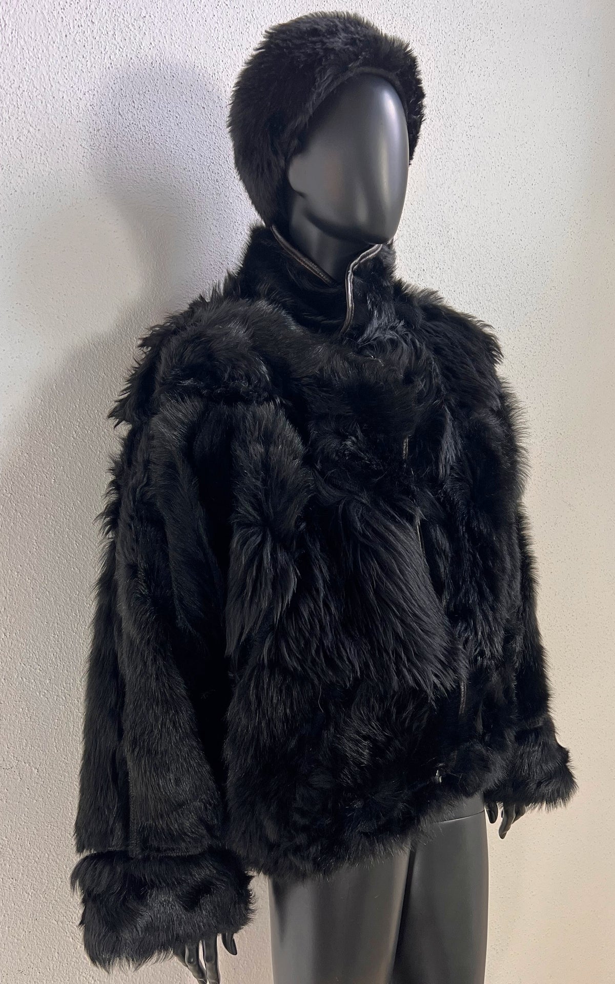 Reworked Curly Lamb Shearling Jacket Black