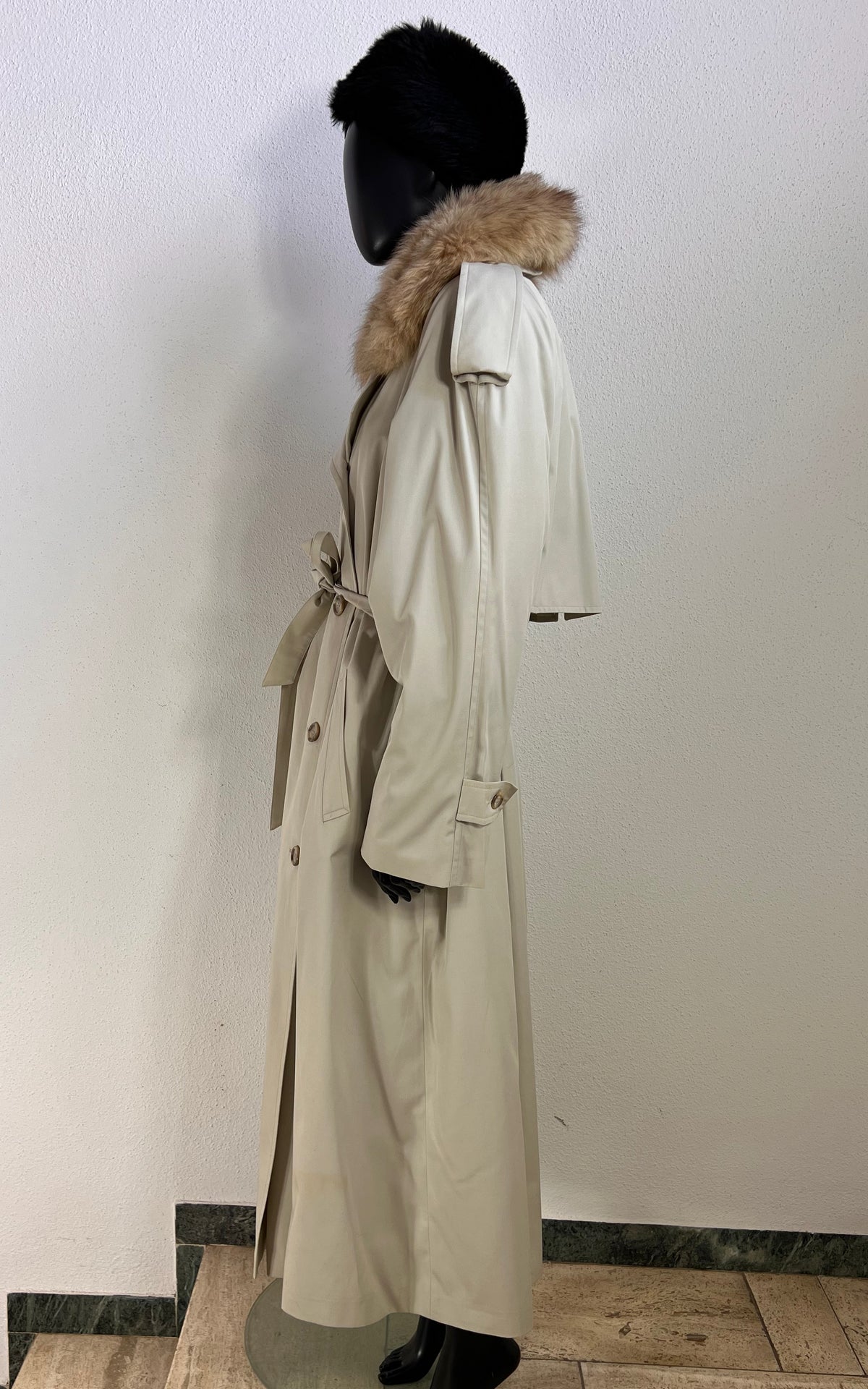 Tailor-Made Trench Coat with Genuine Mink Fur Lining