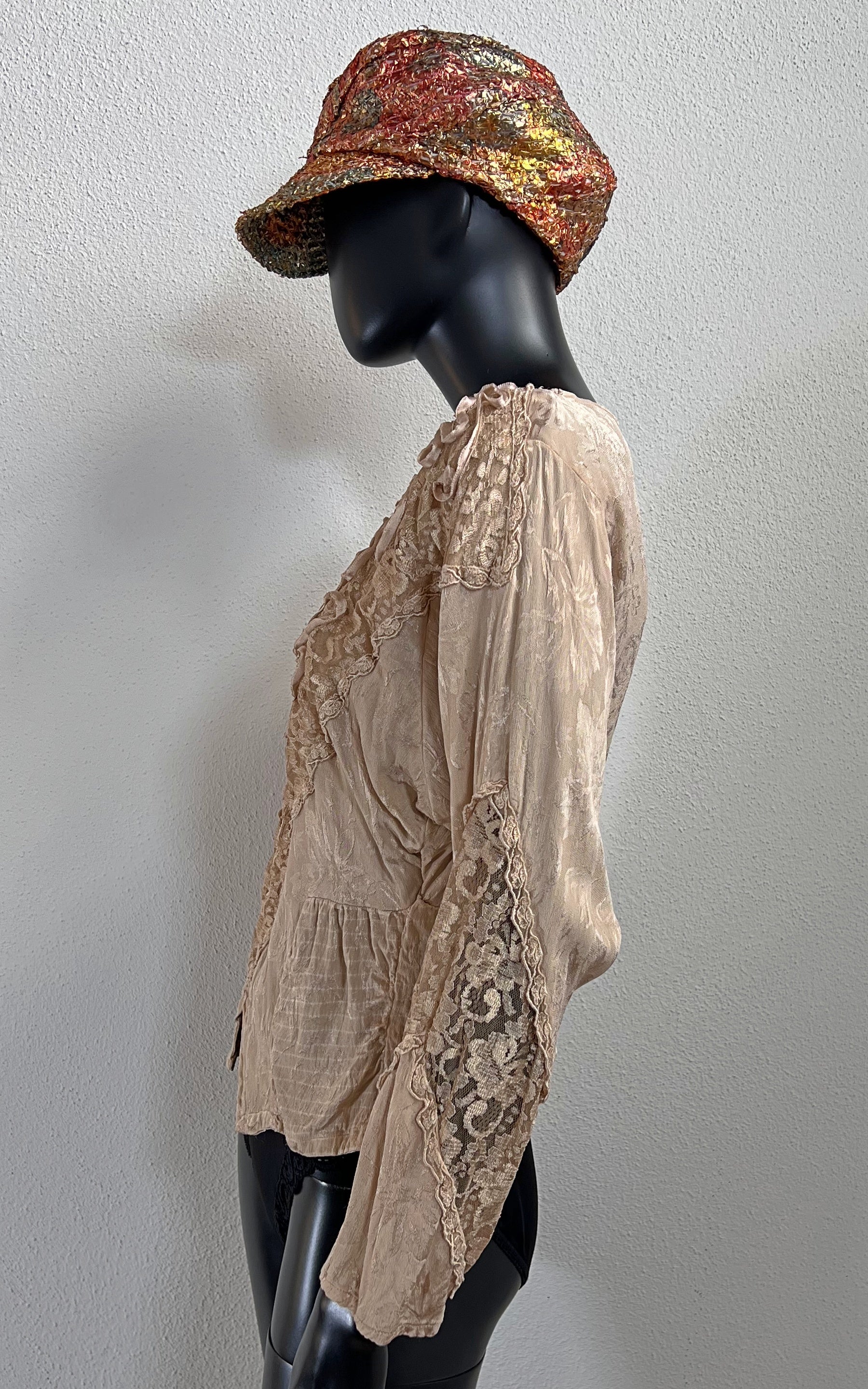 Vintage 80s Viscose and Lace Shirt
