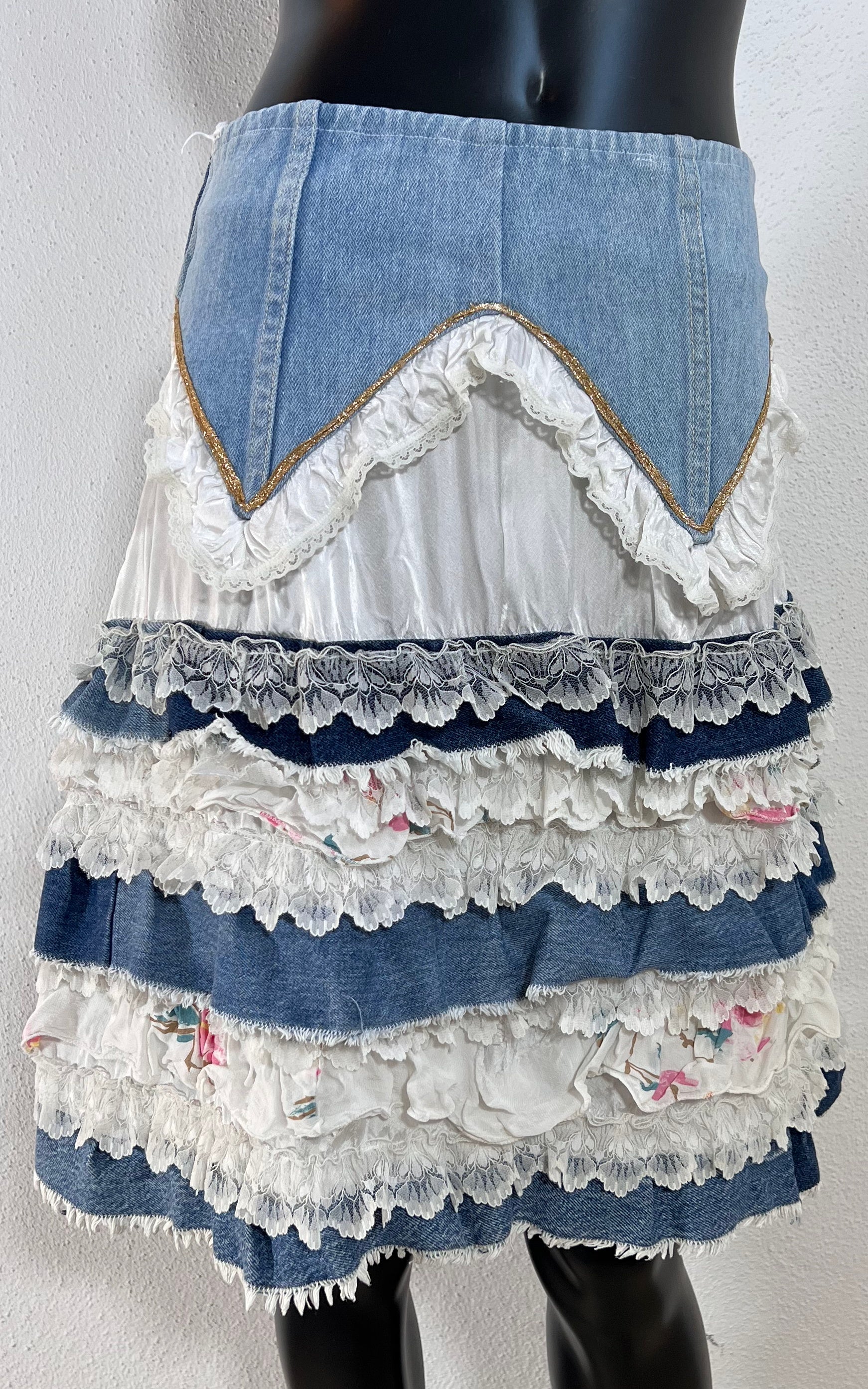 Vintage Denim Volant Skirt