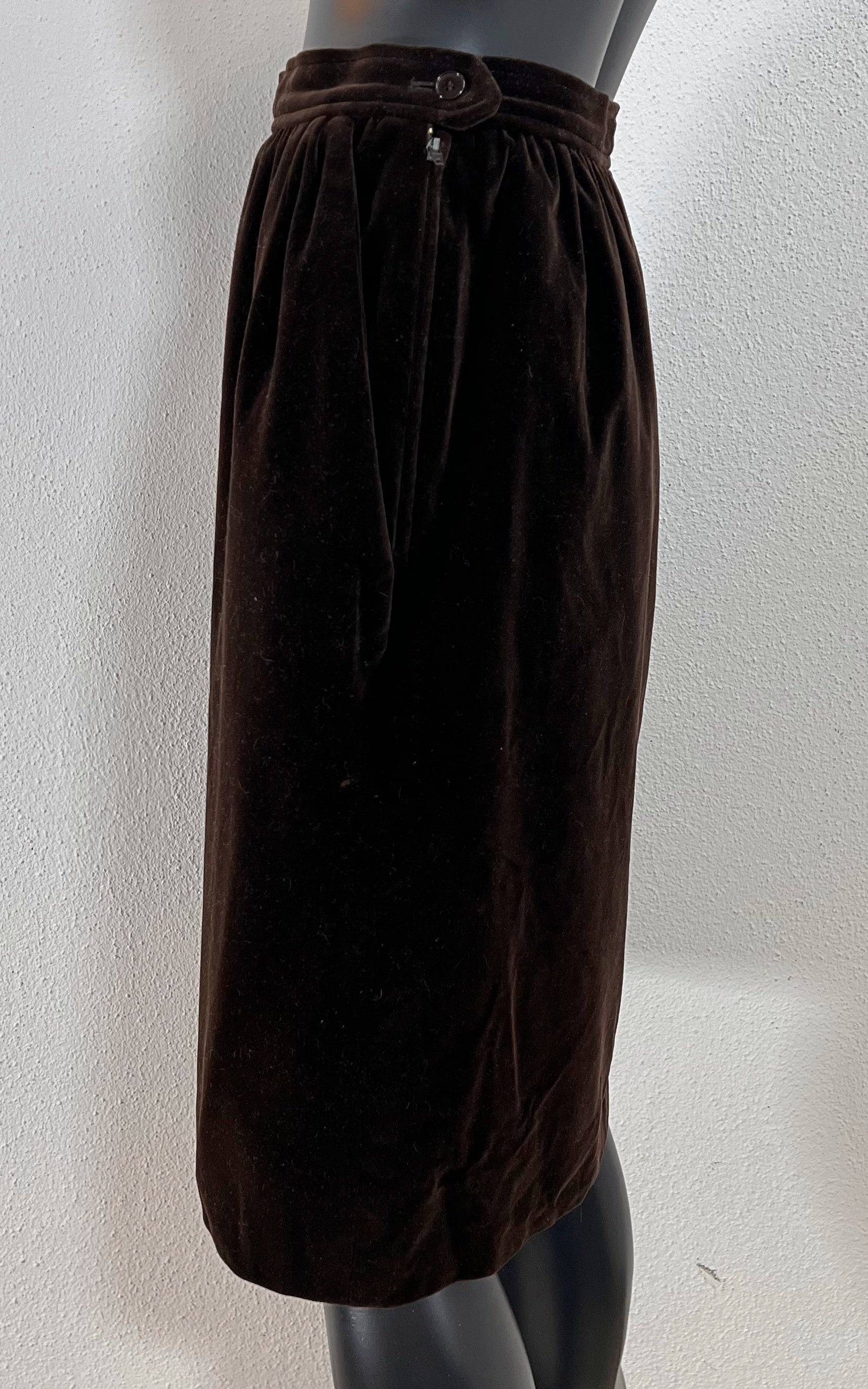Vintage Yves Saint Laurent Darkbrown Velvet Skirt