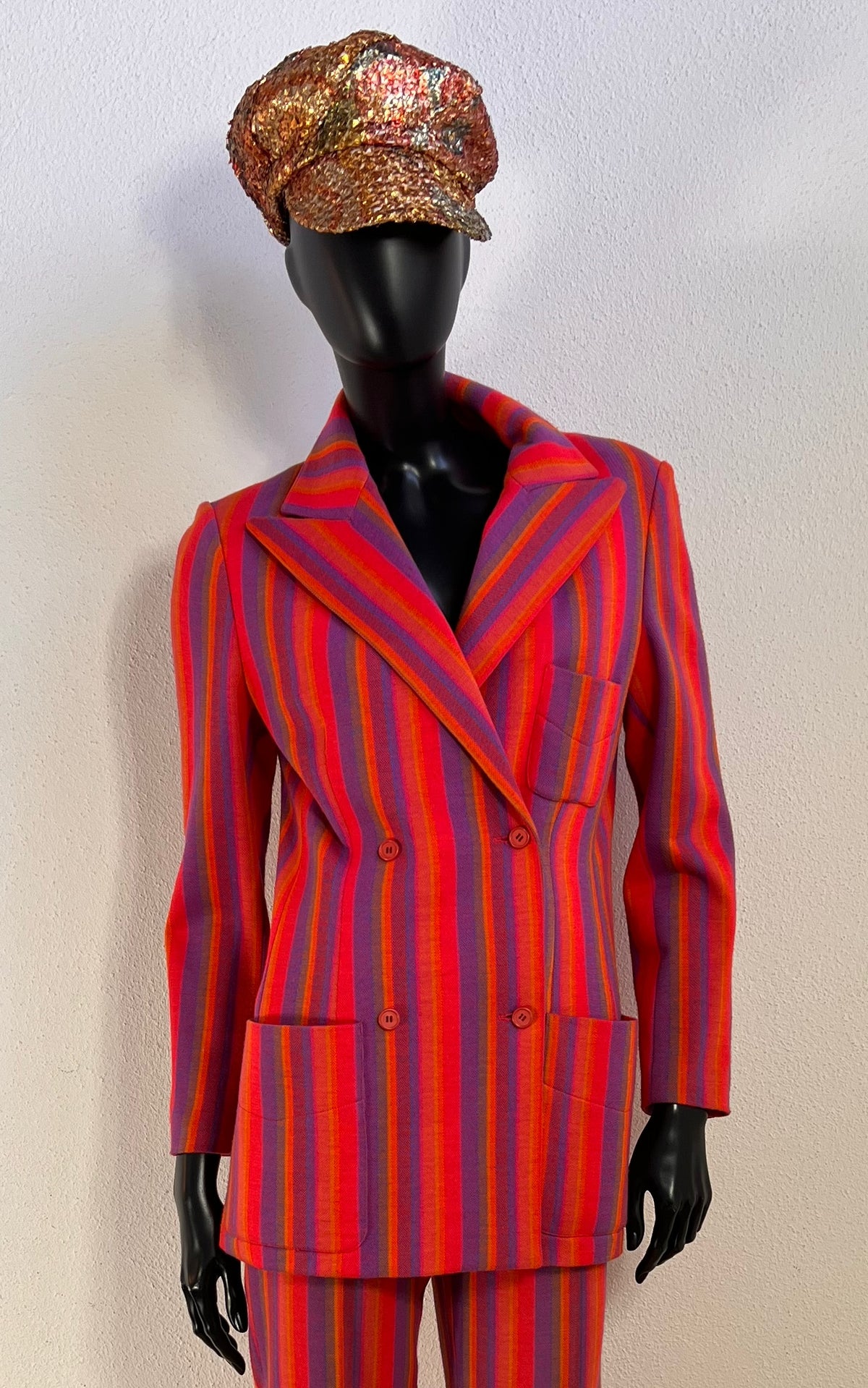 Vintage 1970s Rodier Paris Striped Trouser Suit