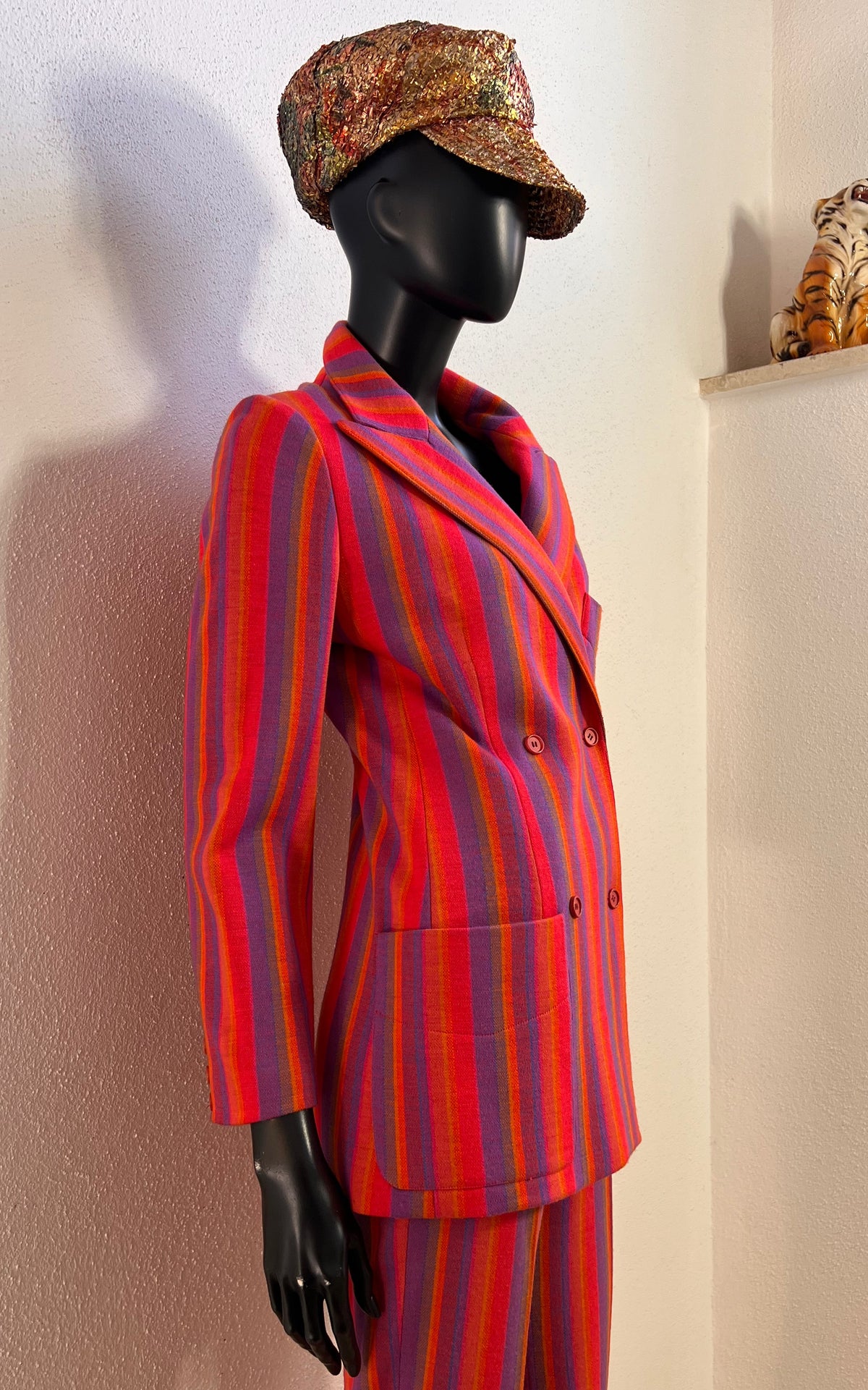 Vintage 1970s Rodier Paris Striped Trouser Suit