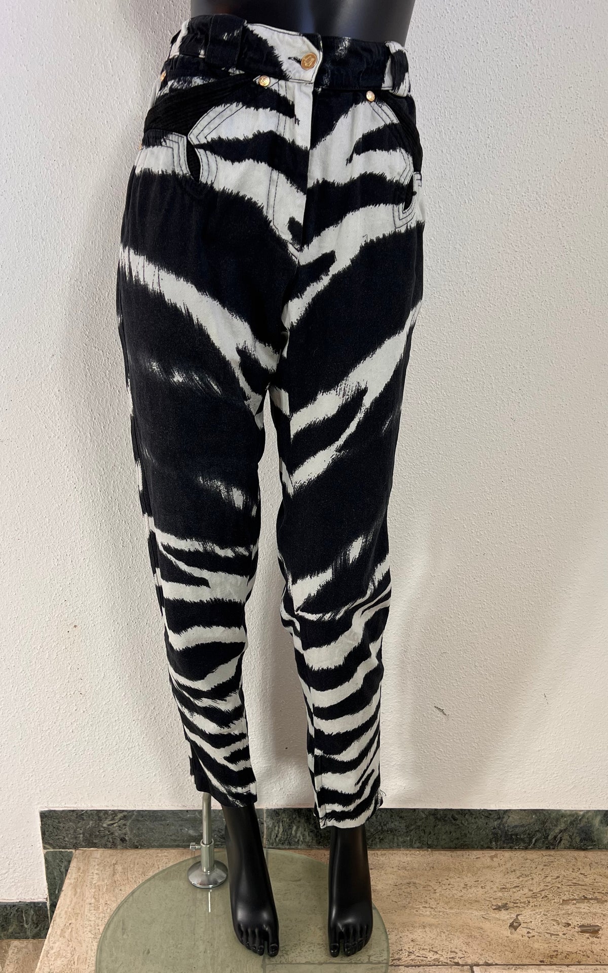 Vintage Gianni Versace Couture Zebra Print Trousers
