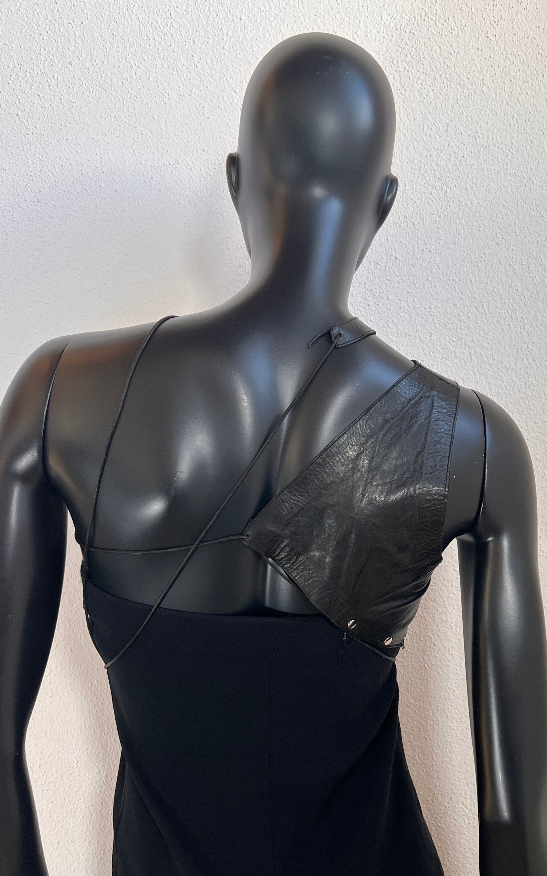 Abito vintage con dettagli in pelle Paco Rabanne Y2K