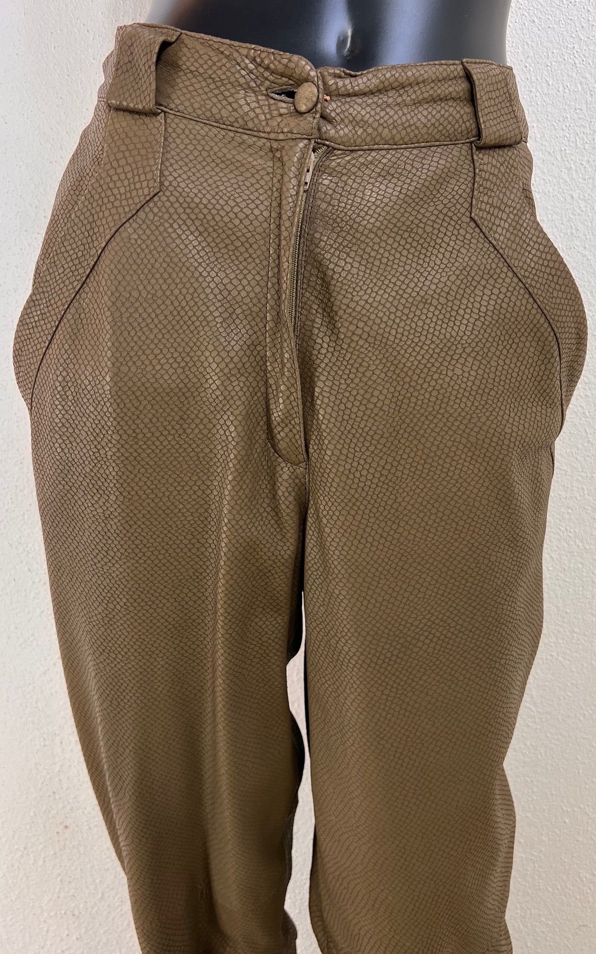 Genny Leather Trousers with Reptile Embossing