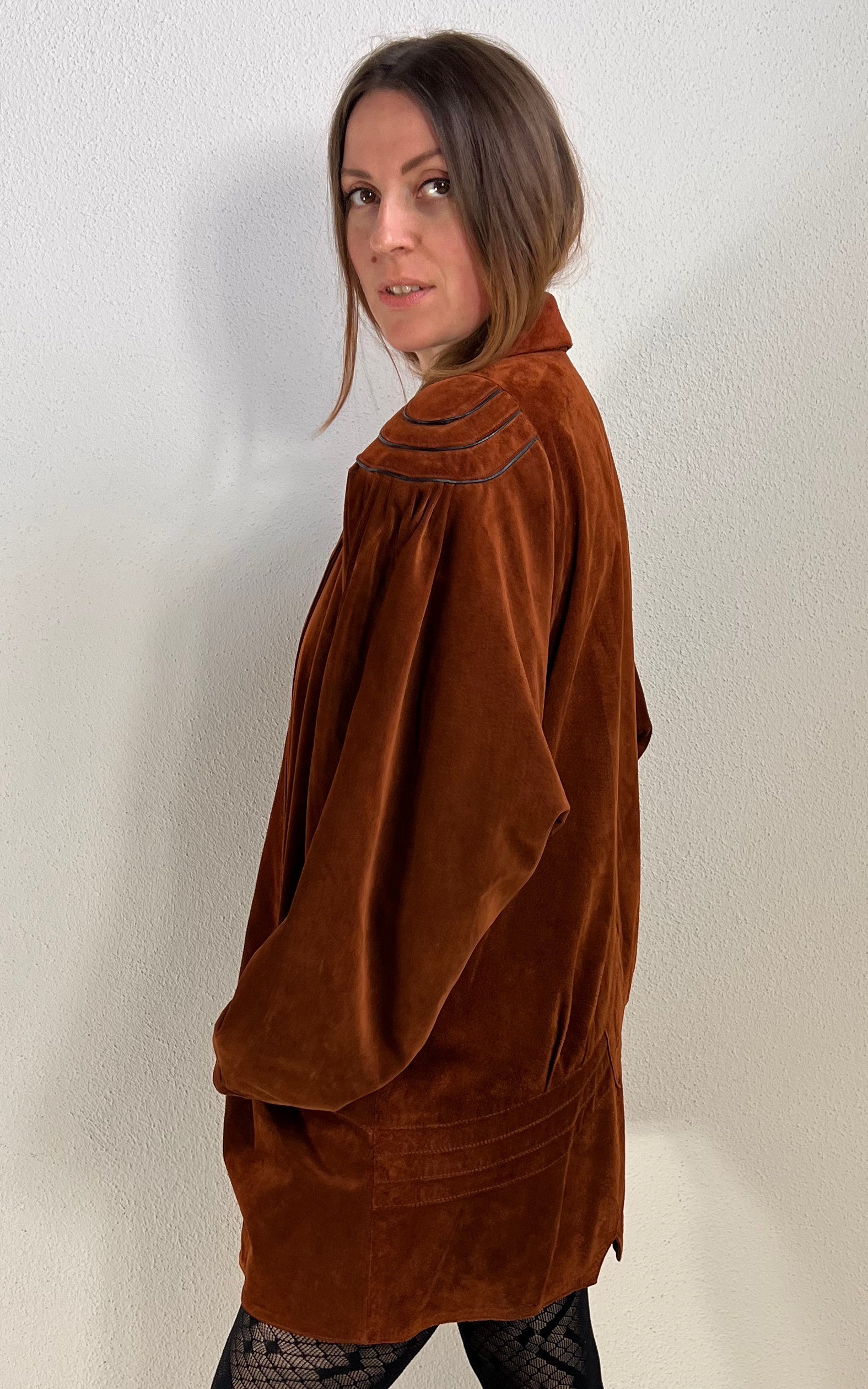 Vintage Chestnut Brown Suede Jacket