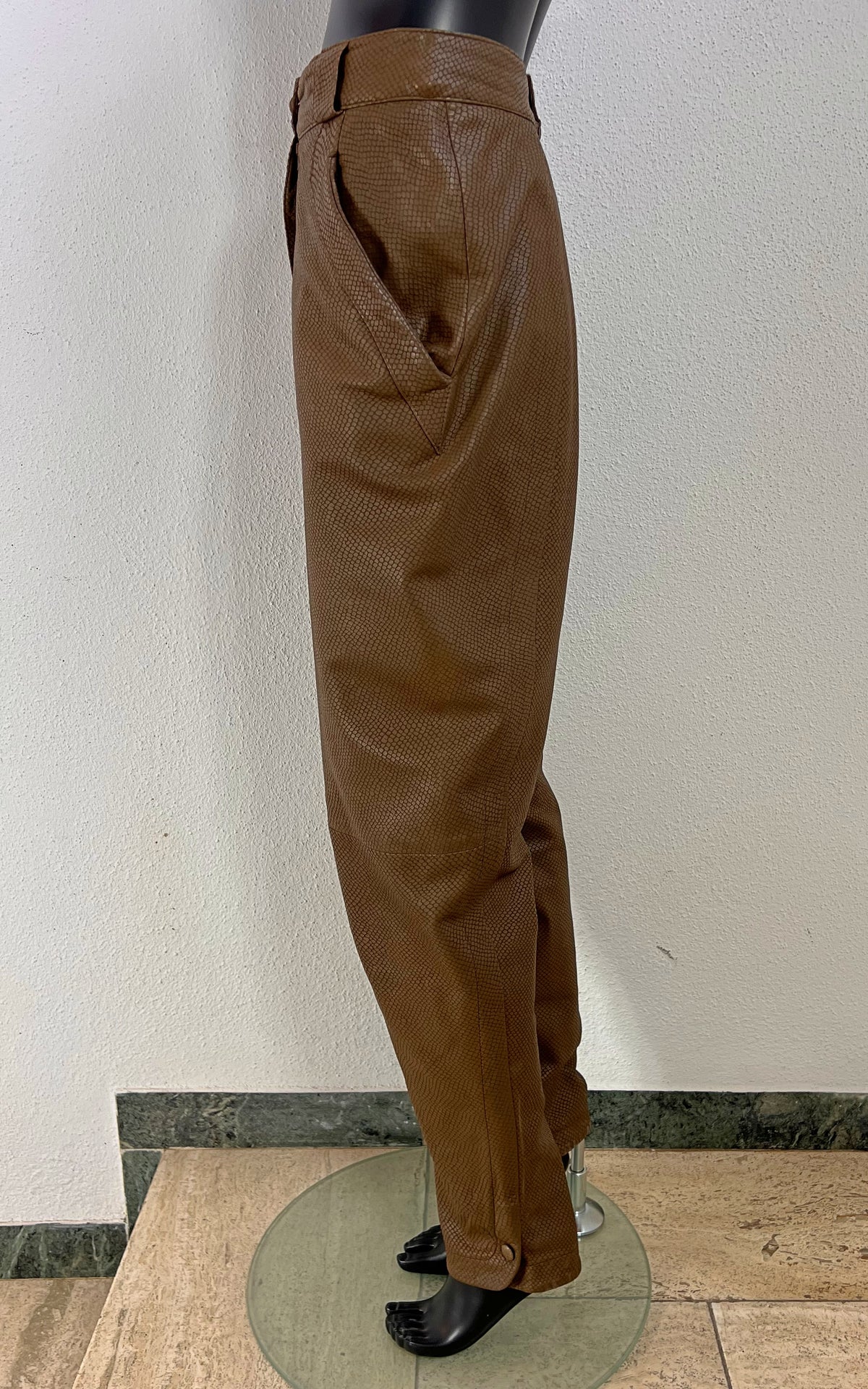Genny Leather Trousers with Reptile Embossing