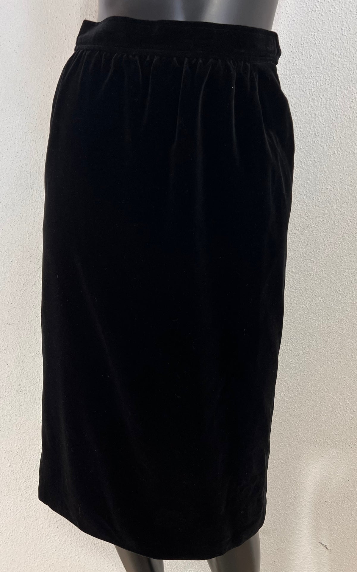 Vintage Saint Laurent Rive Gauche Black Silk Velvet Skirt