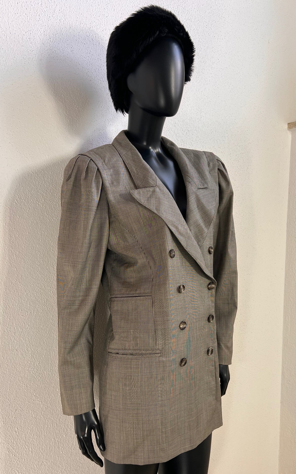 Vintage Rena Lange Glen Check Wool Blazer