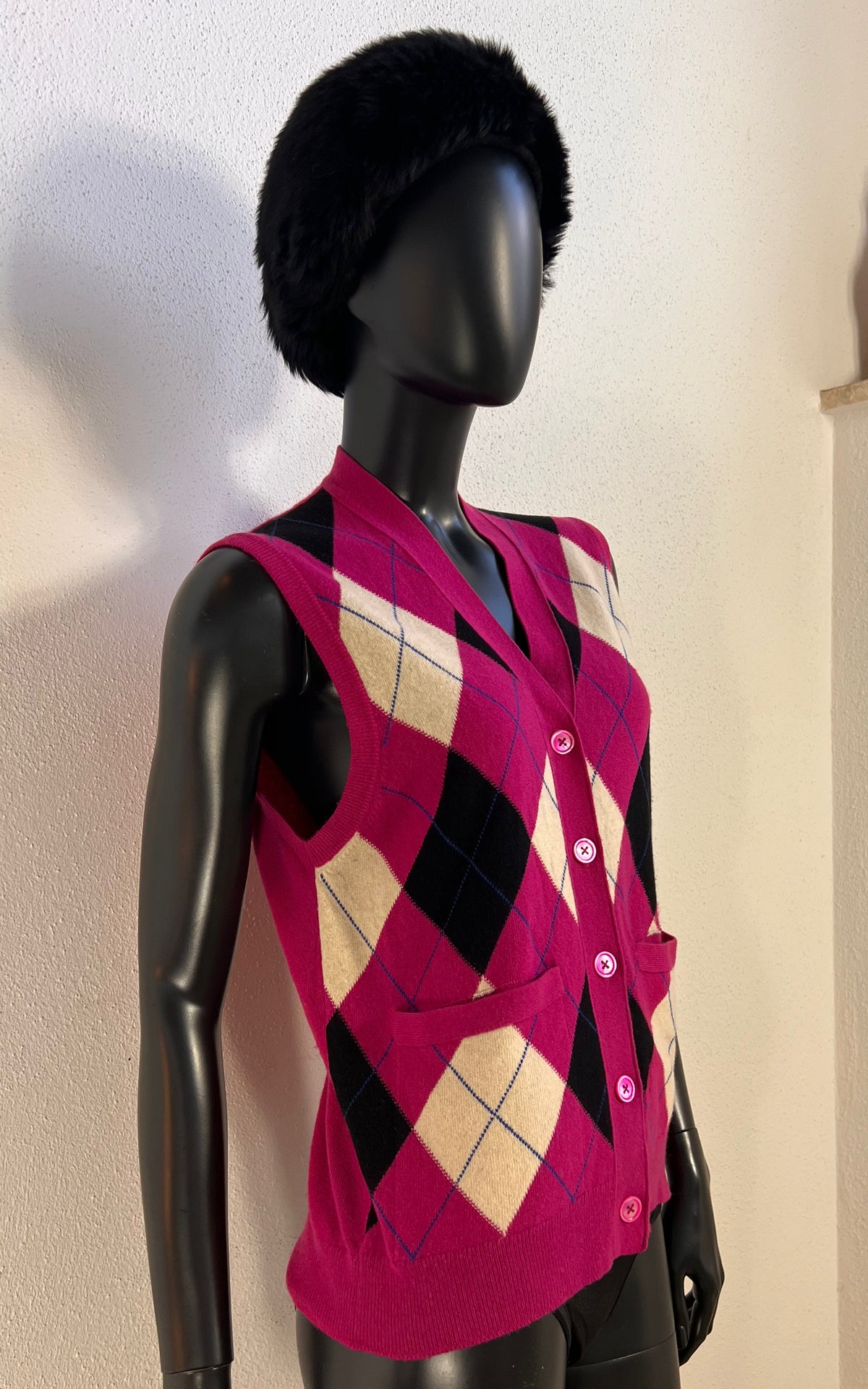 Vintage Saint Laurent Rive Gauche Cashmere Argyle Vest