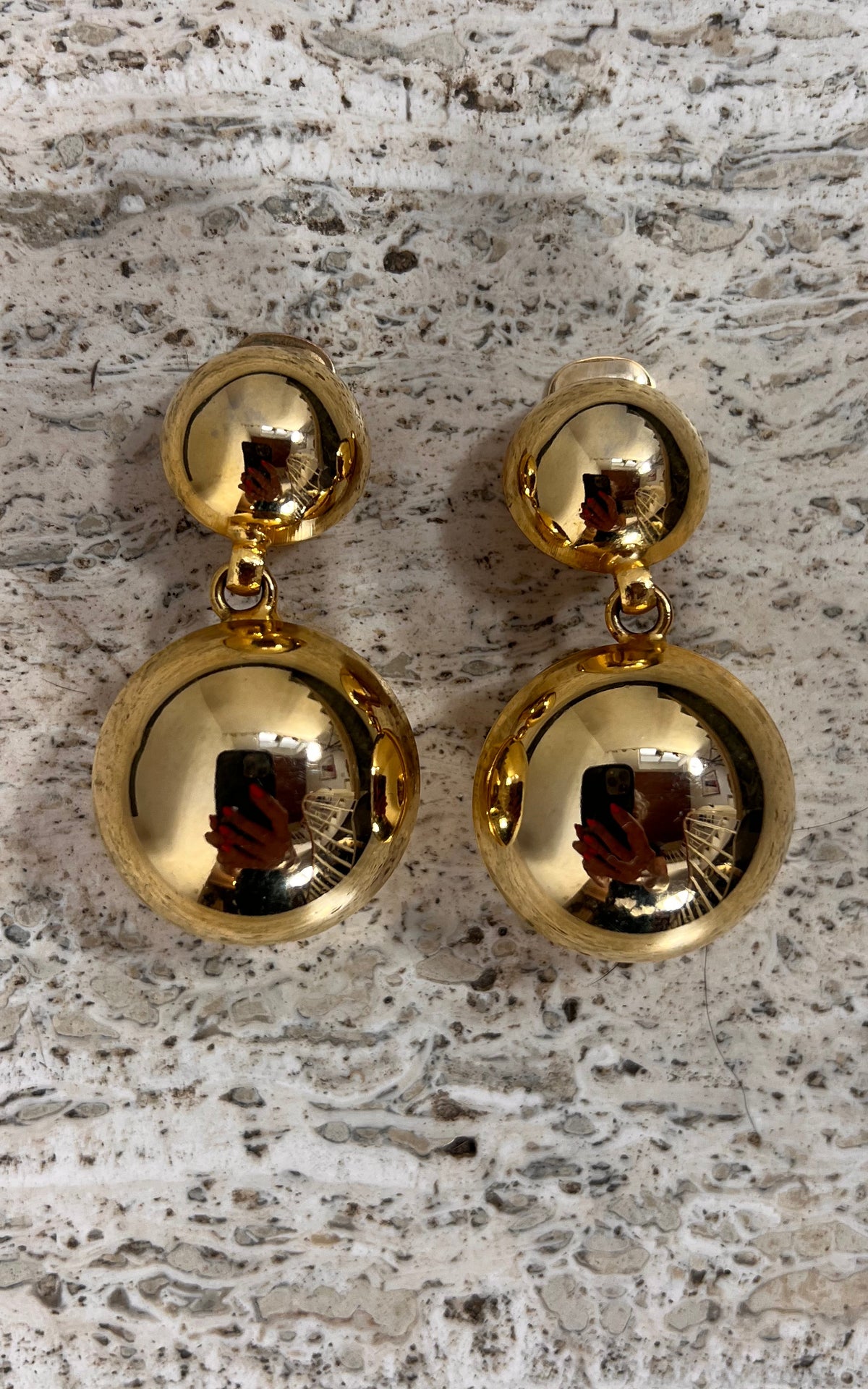 Vintage 90s Gold-Tone Double Ball Clip-On Earrings