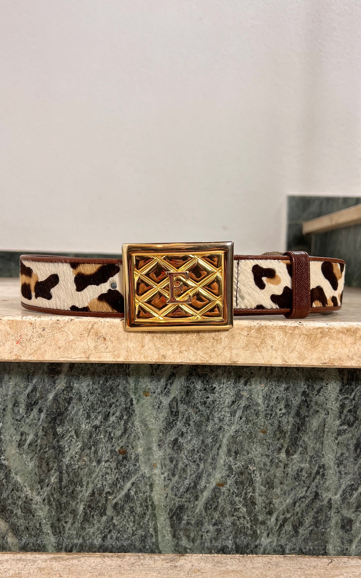 Vintage Escada Animal Print Hair-on Leather Belt