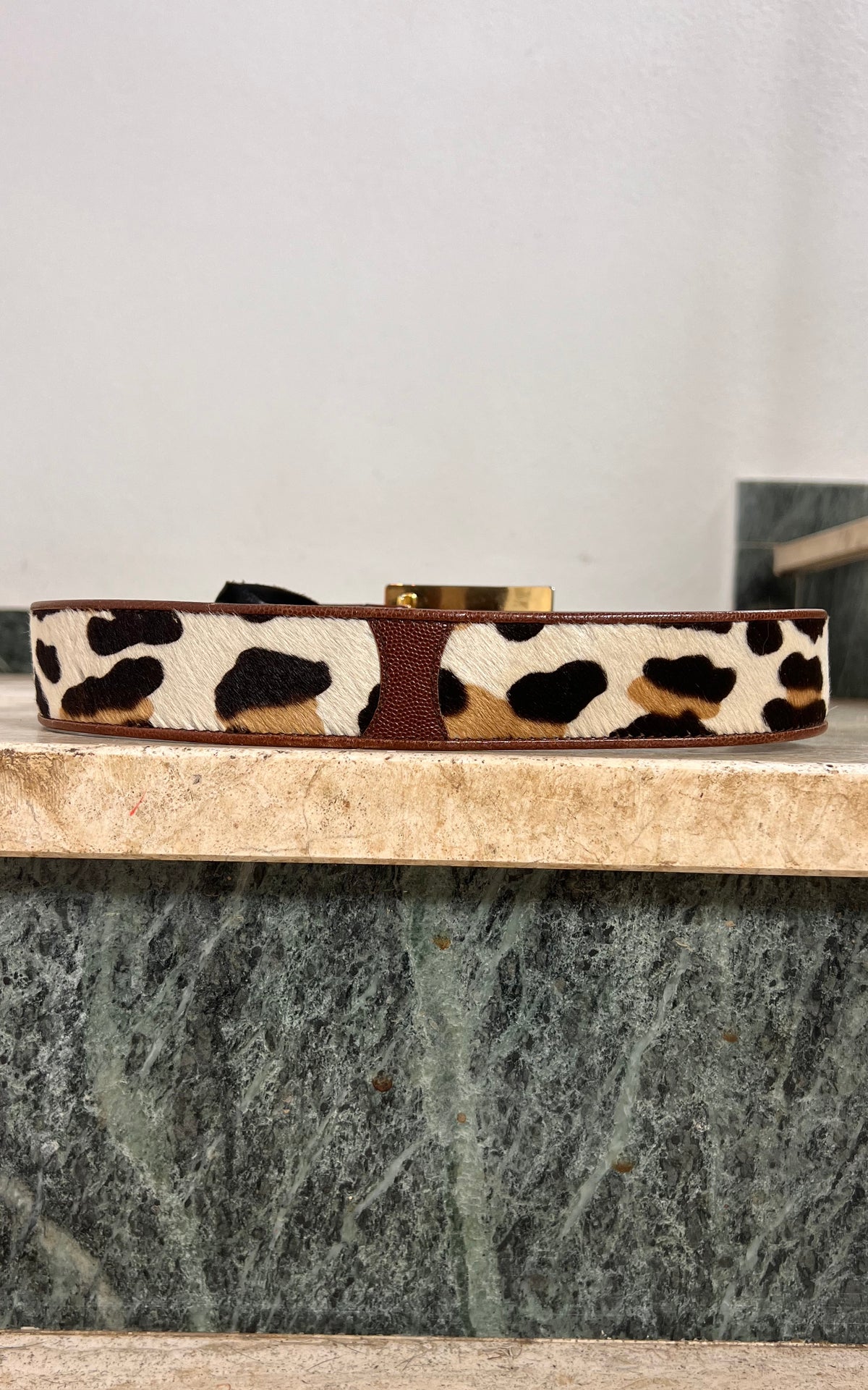 Vintage Escada Animal Print Hair-on Leather Belt