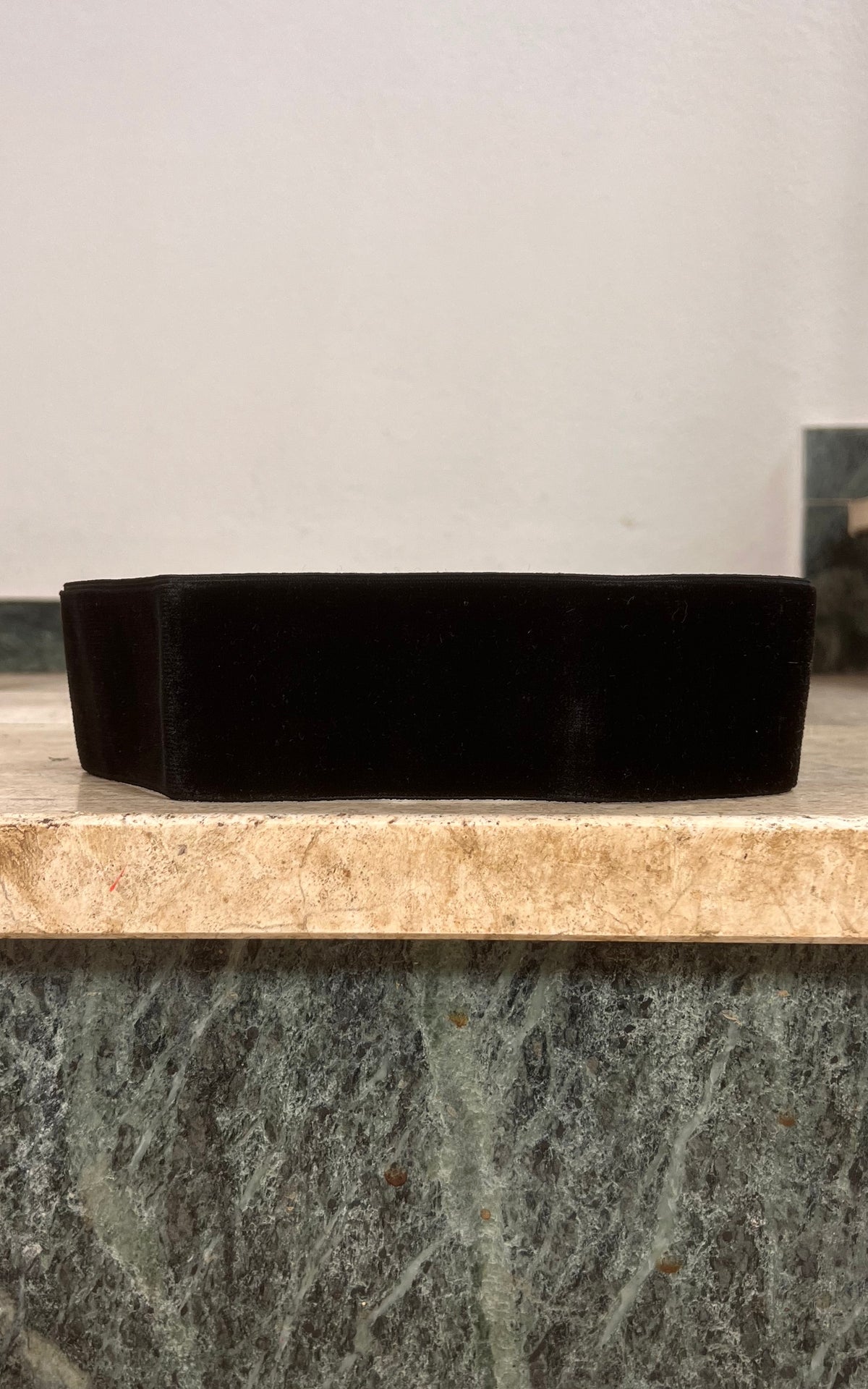 Black Velvet Stretch Belt with Ornate Silver-Tone Buckle