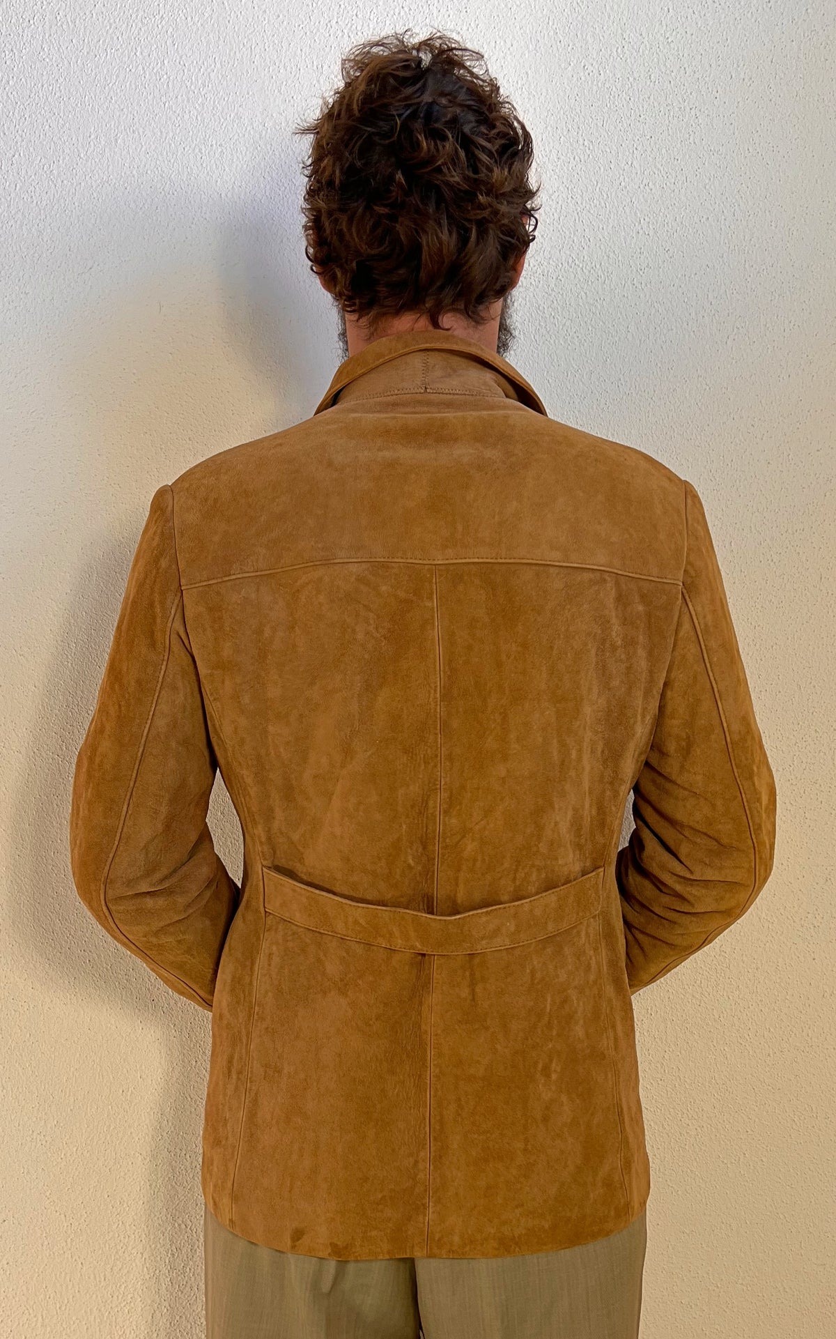 Vintage 70s MENS Tan Suede Leather Jacket