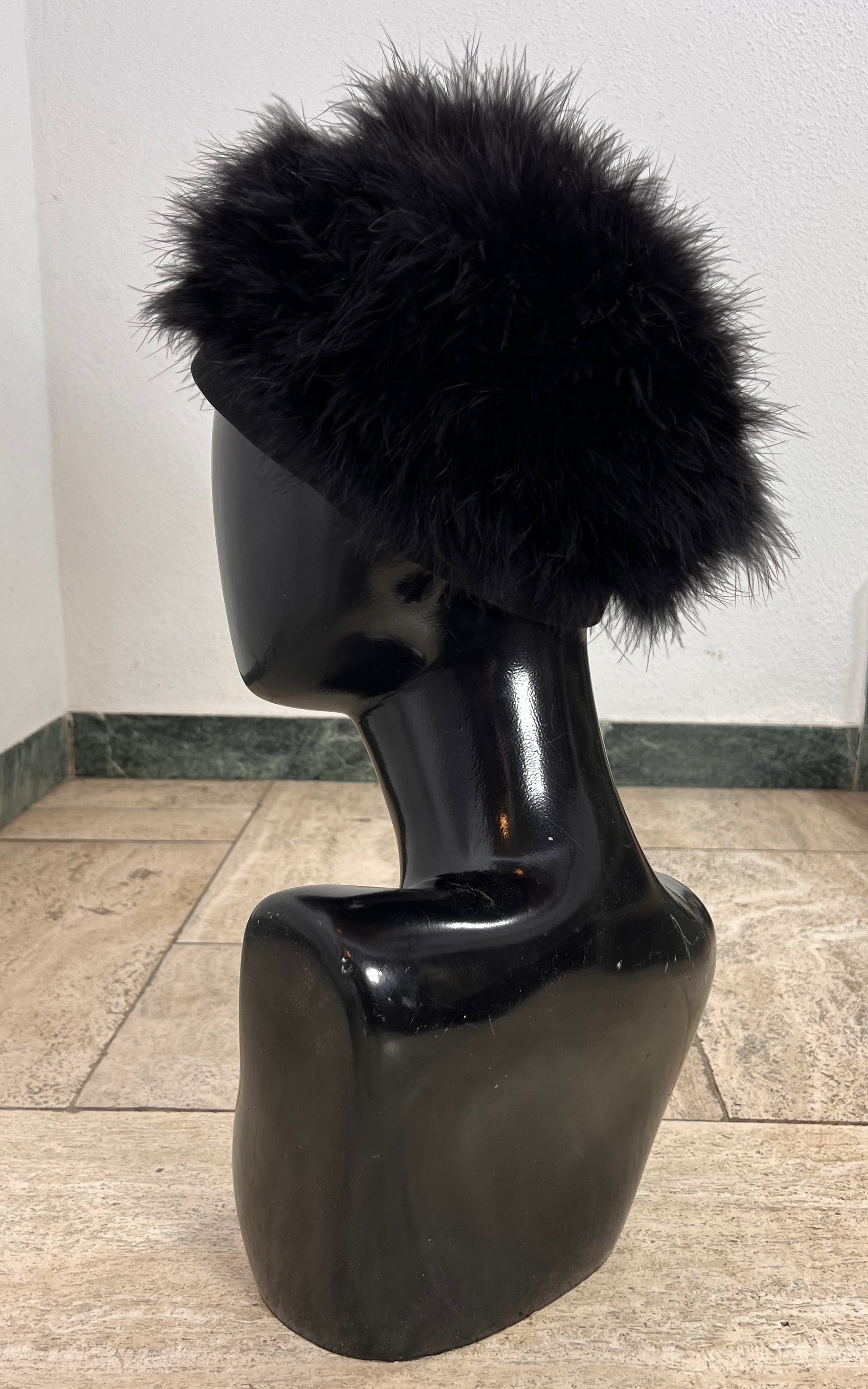 Vintage Marabou Feather Pillbox Hat