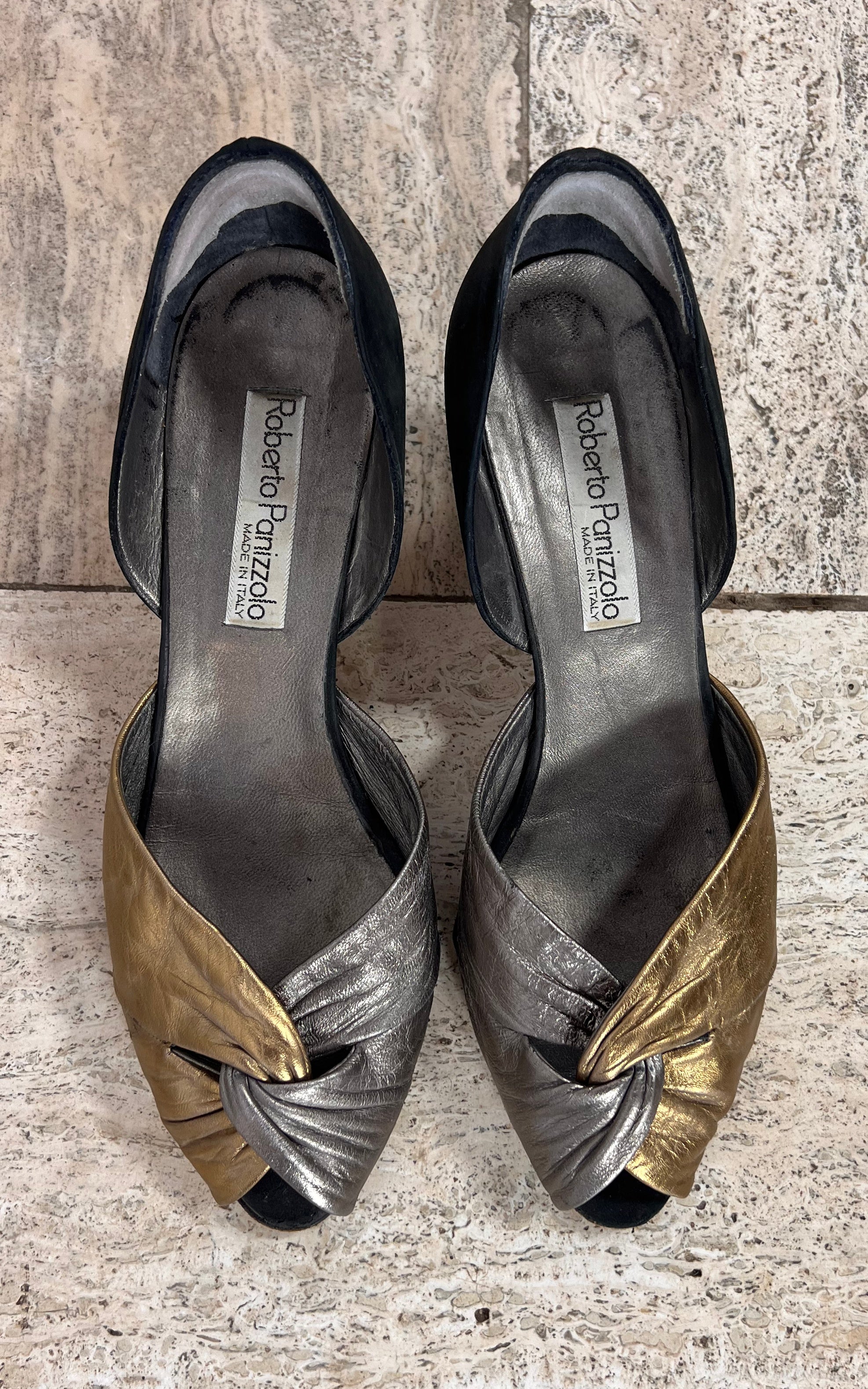 Vintage 80s Two-Tone Leather Heels 41