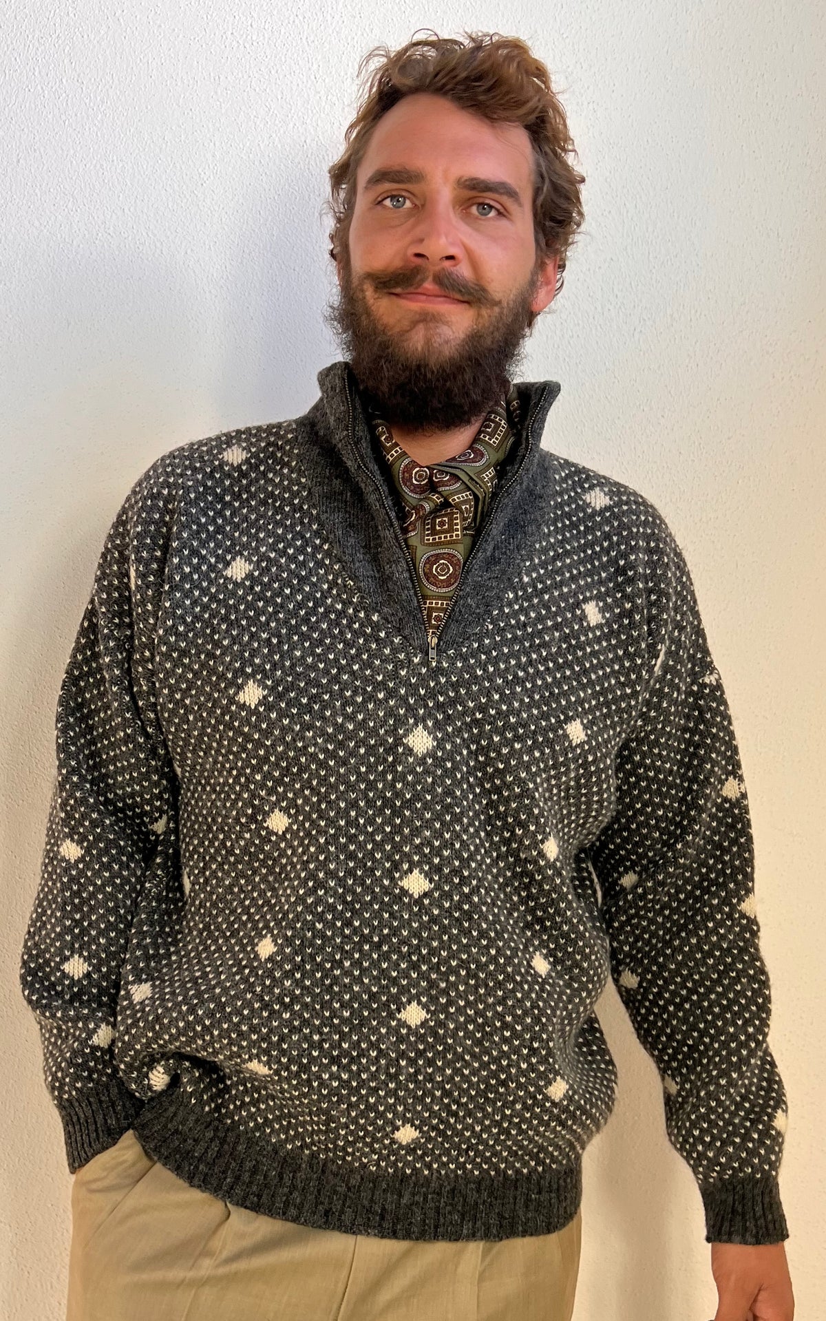 Vintage MENS People Knitwear Nordic Wool Half-Zip Sweater – Made in Denmark