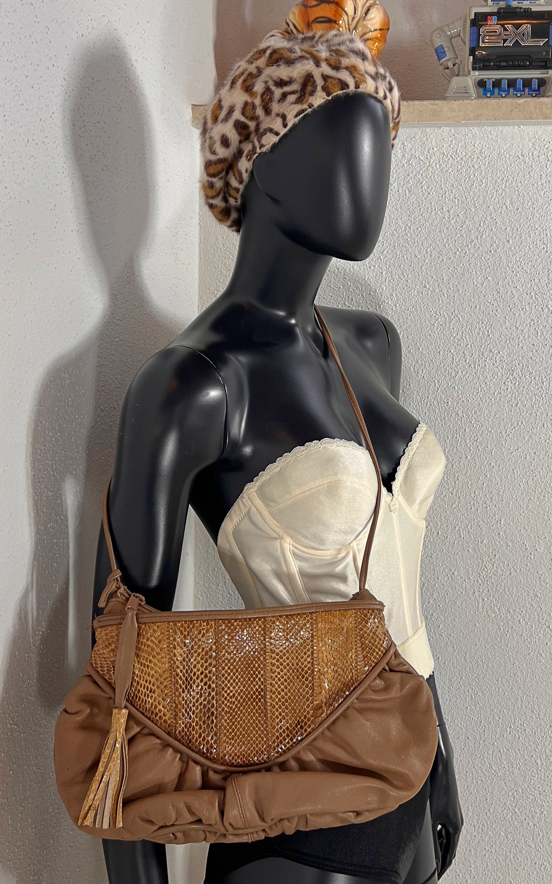 Vintage 80s Snakeskin Pouch Bag