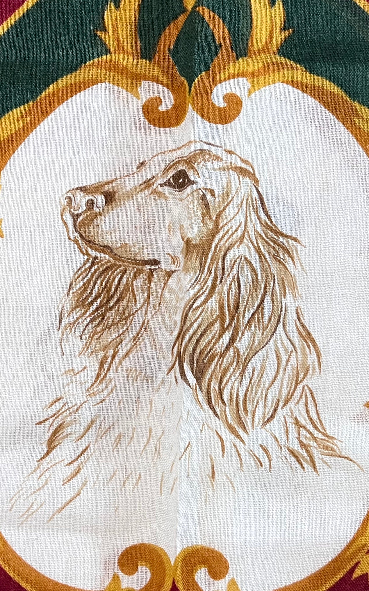 Vintage Big Wool Scarf Hunting Dogs