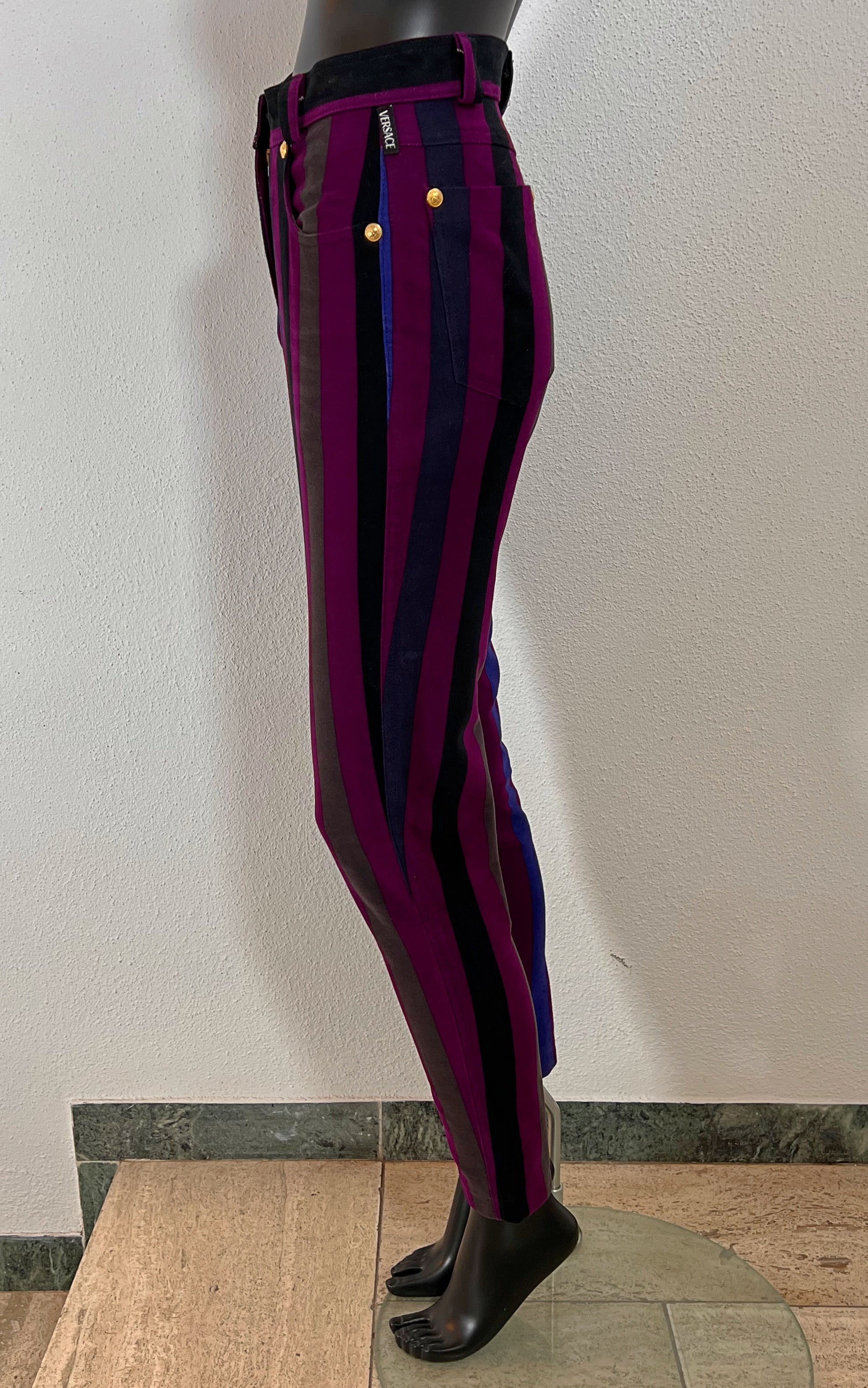 Vintage 90s Versace Striped Velour Pants