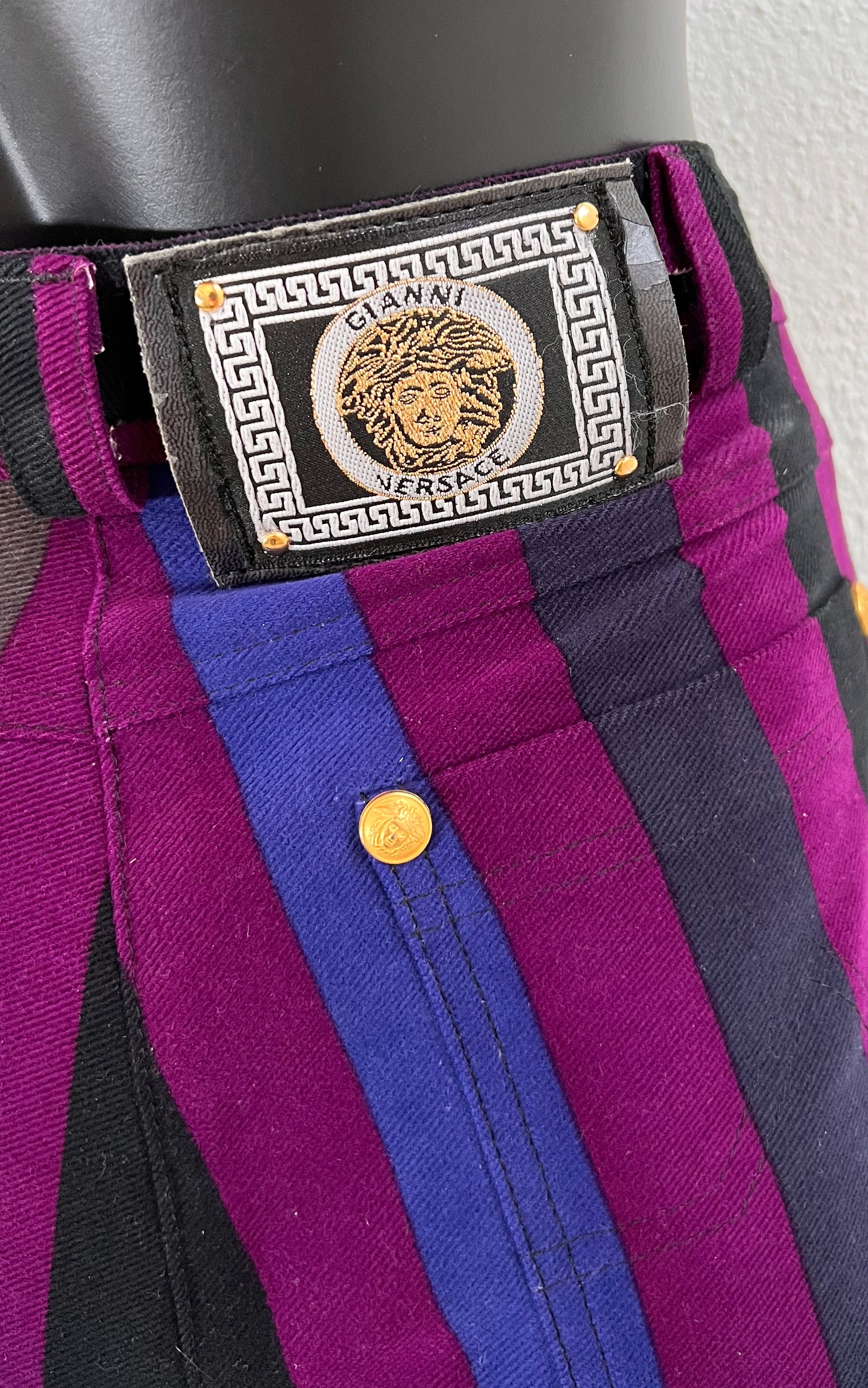 Vintage 90s Versace Striped Velour Pants