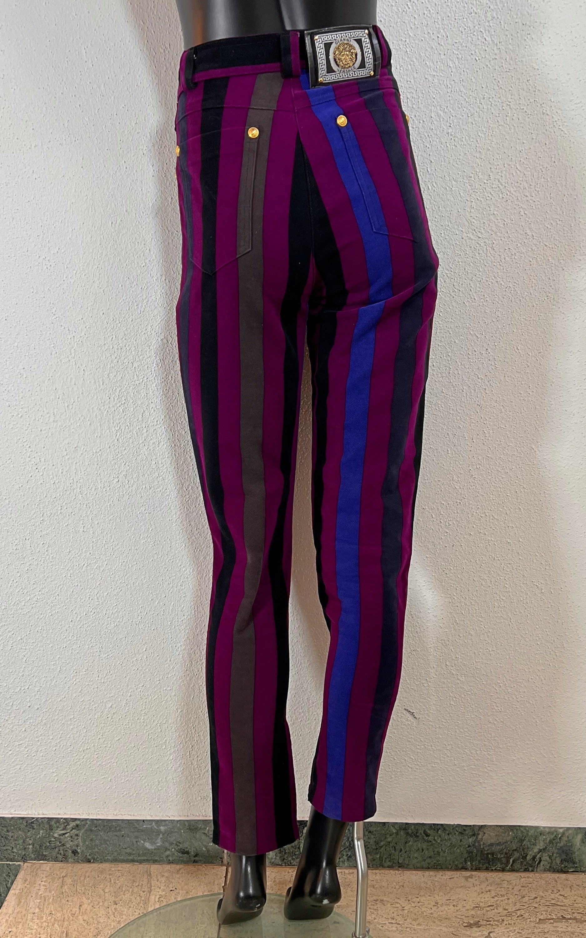 Vintage 90s Versace Striped Velour Pants