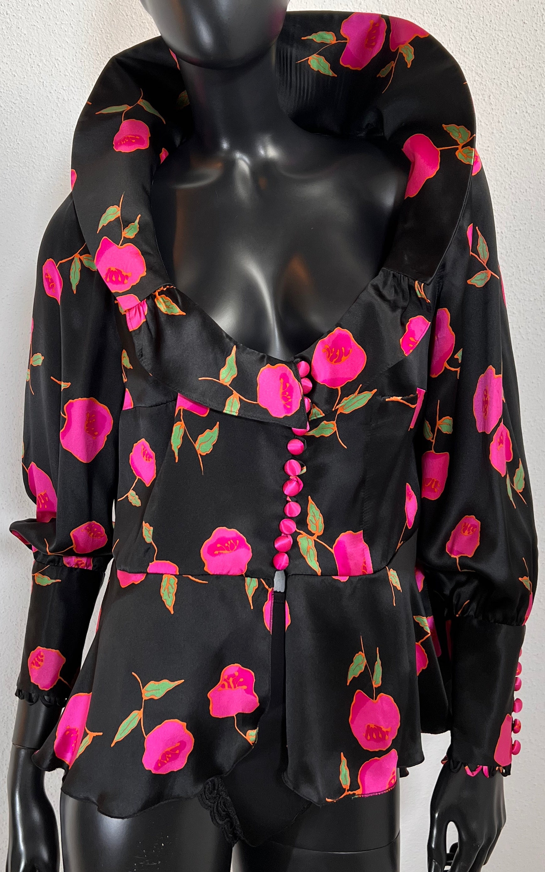 Vintage Big Collar Silk Blouse