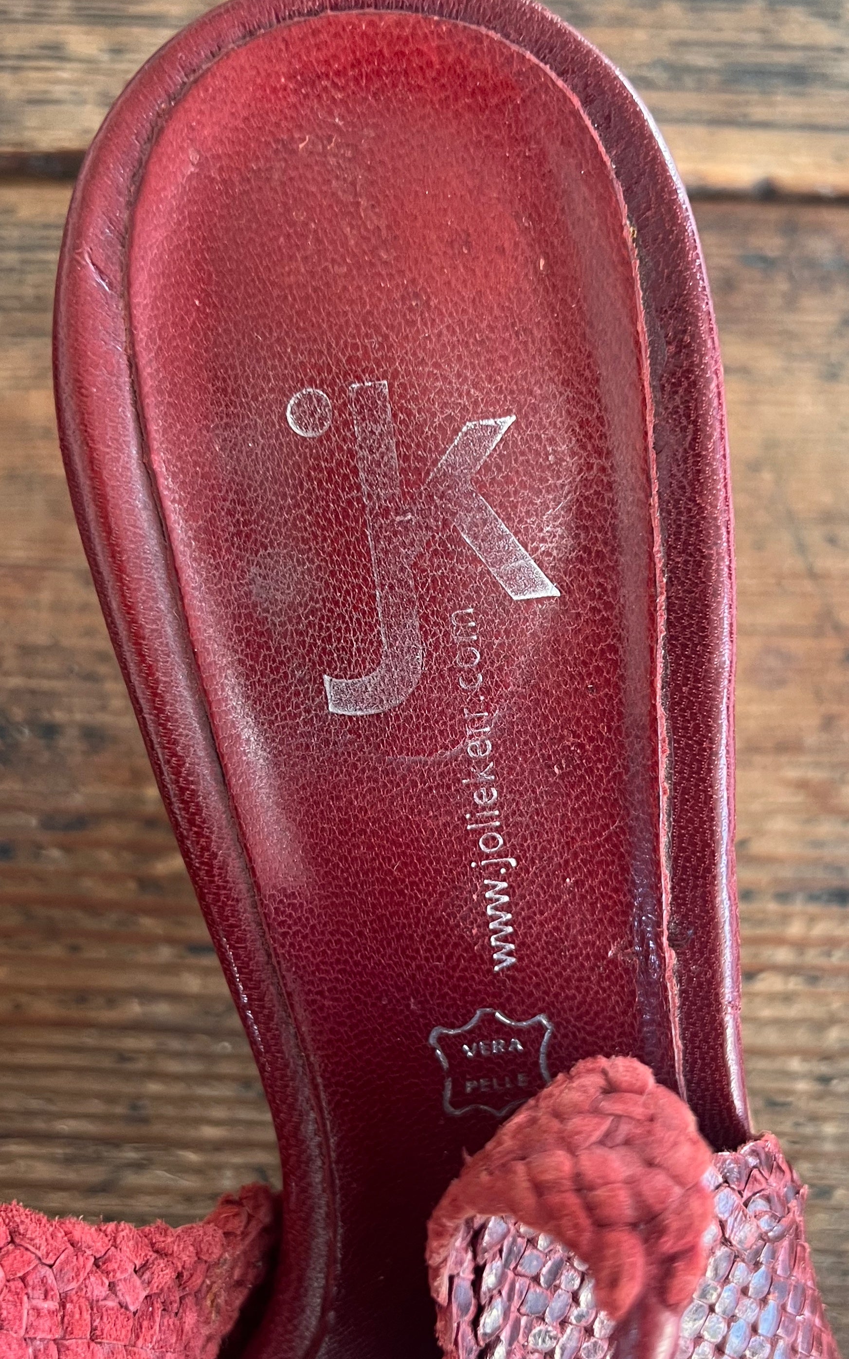 Vintage Burgundy Woven Lace-up Heels 40