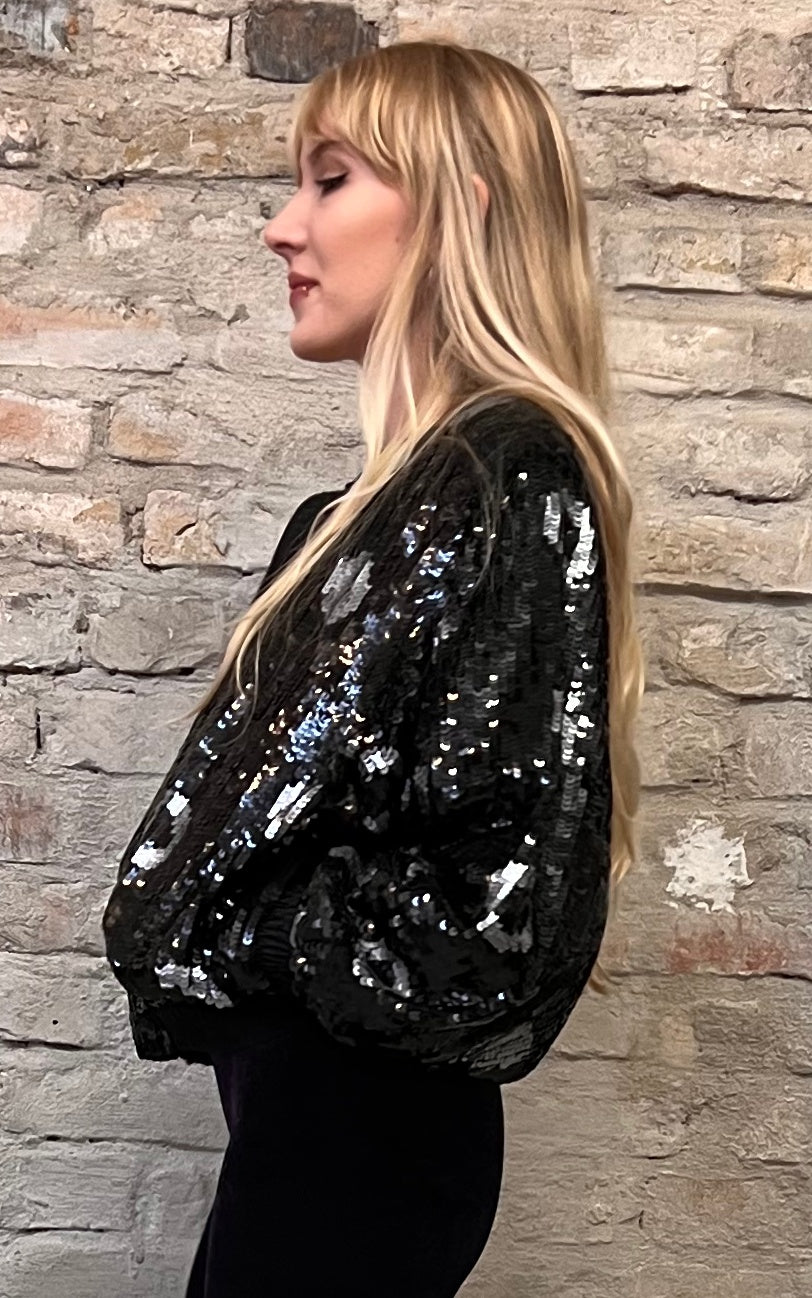 Vintage Snake Sequin Bomber Jacket
