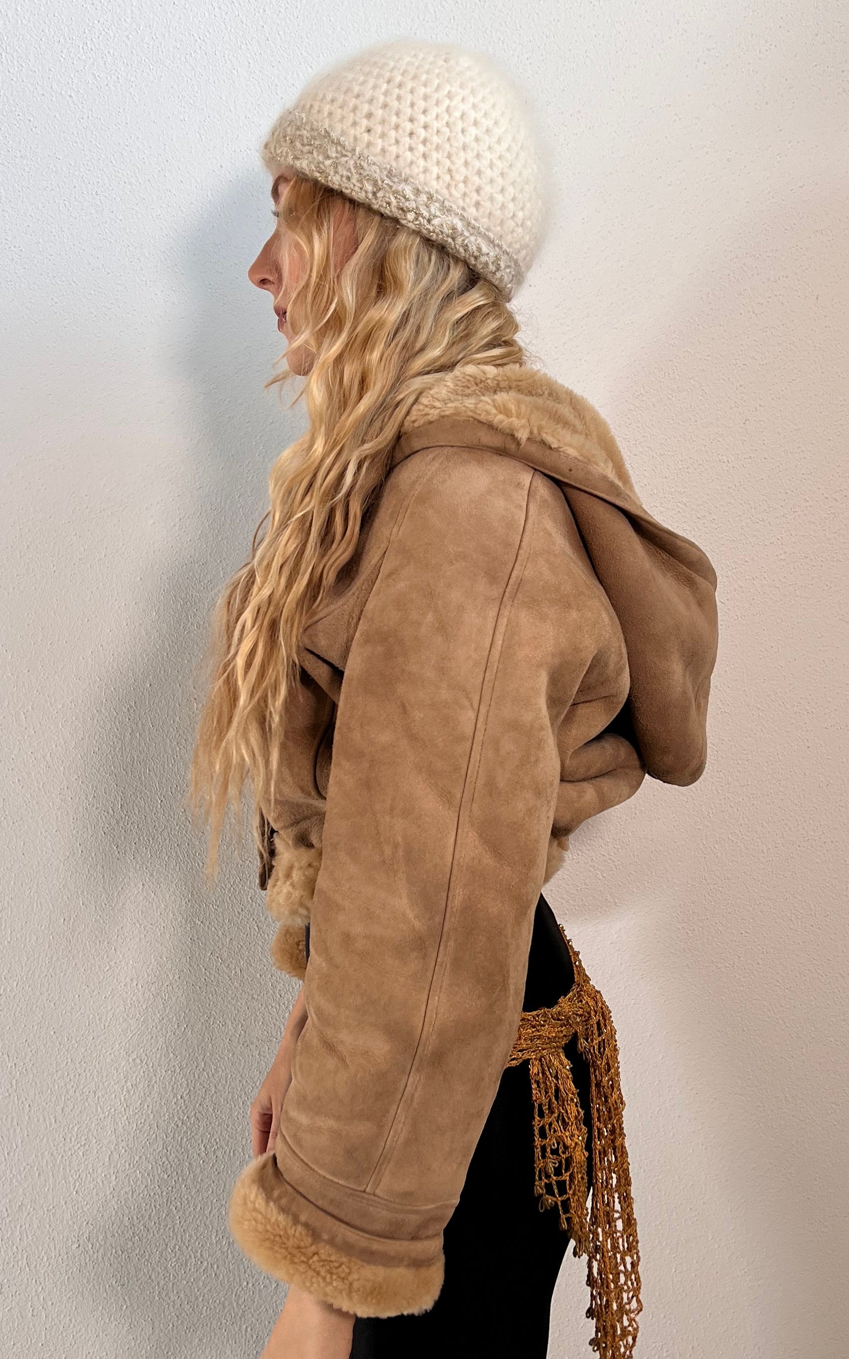 Vintage Cropped Shearling Jacket