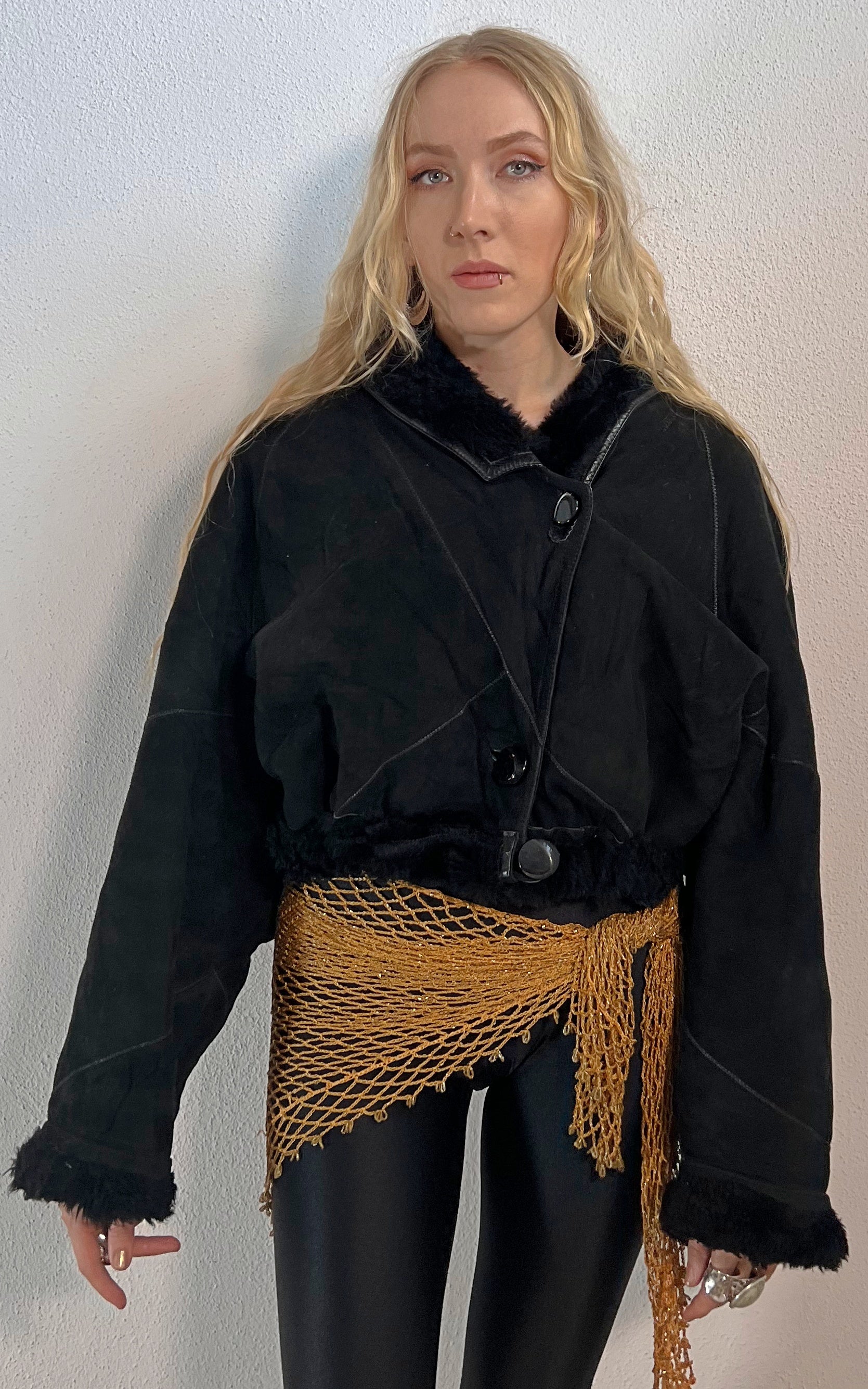 Vintage Cropped Shearling Jacket