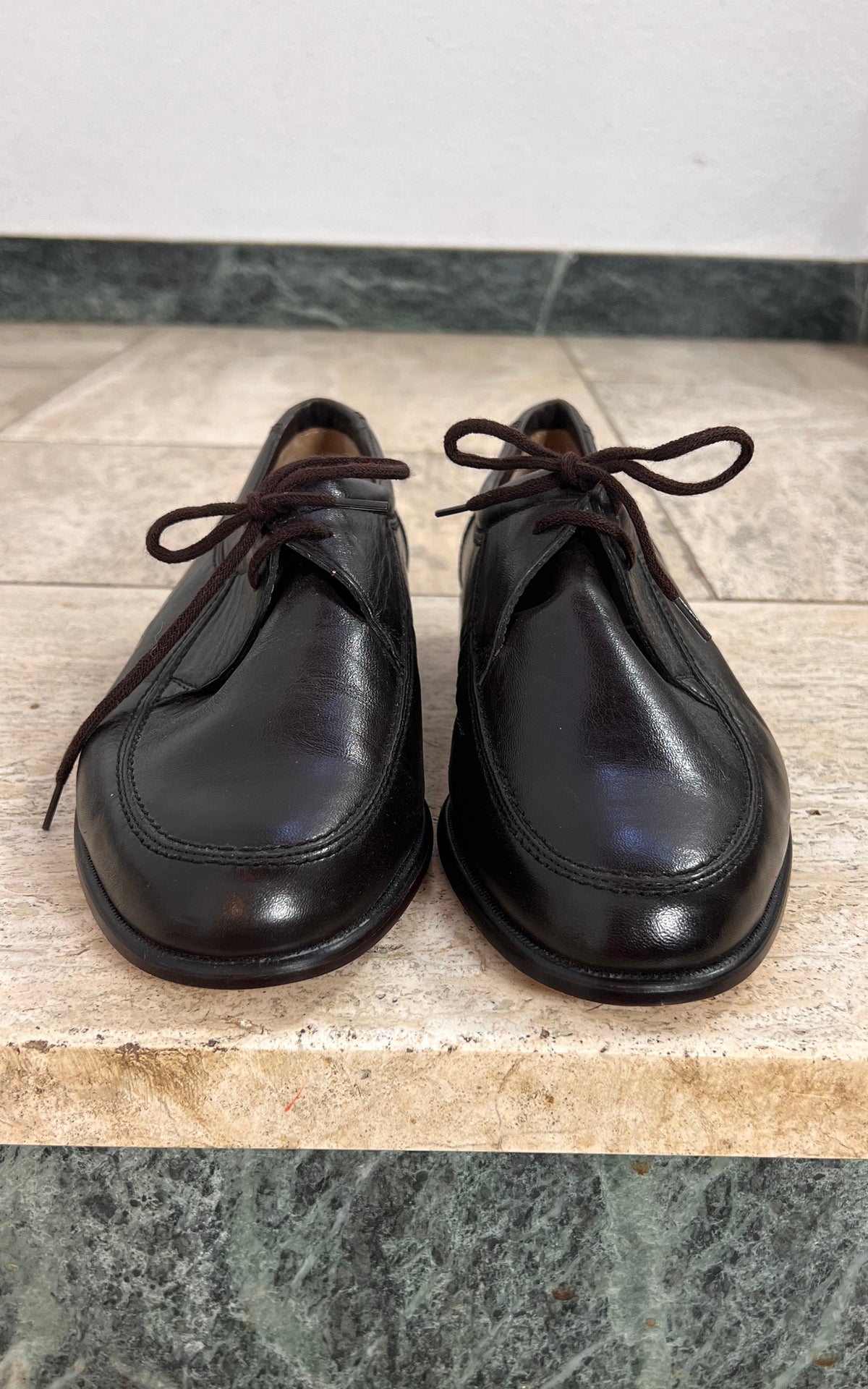 Vintage MENS Mercedes Dark Brown Leather Lace-Up Shoes 40