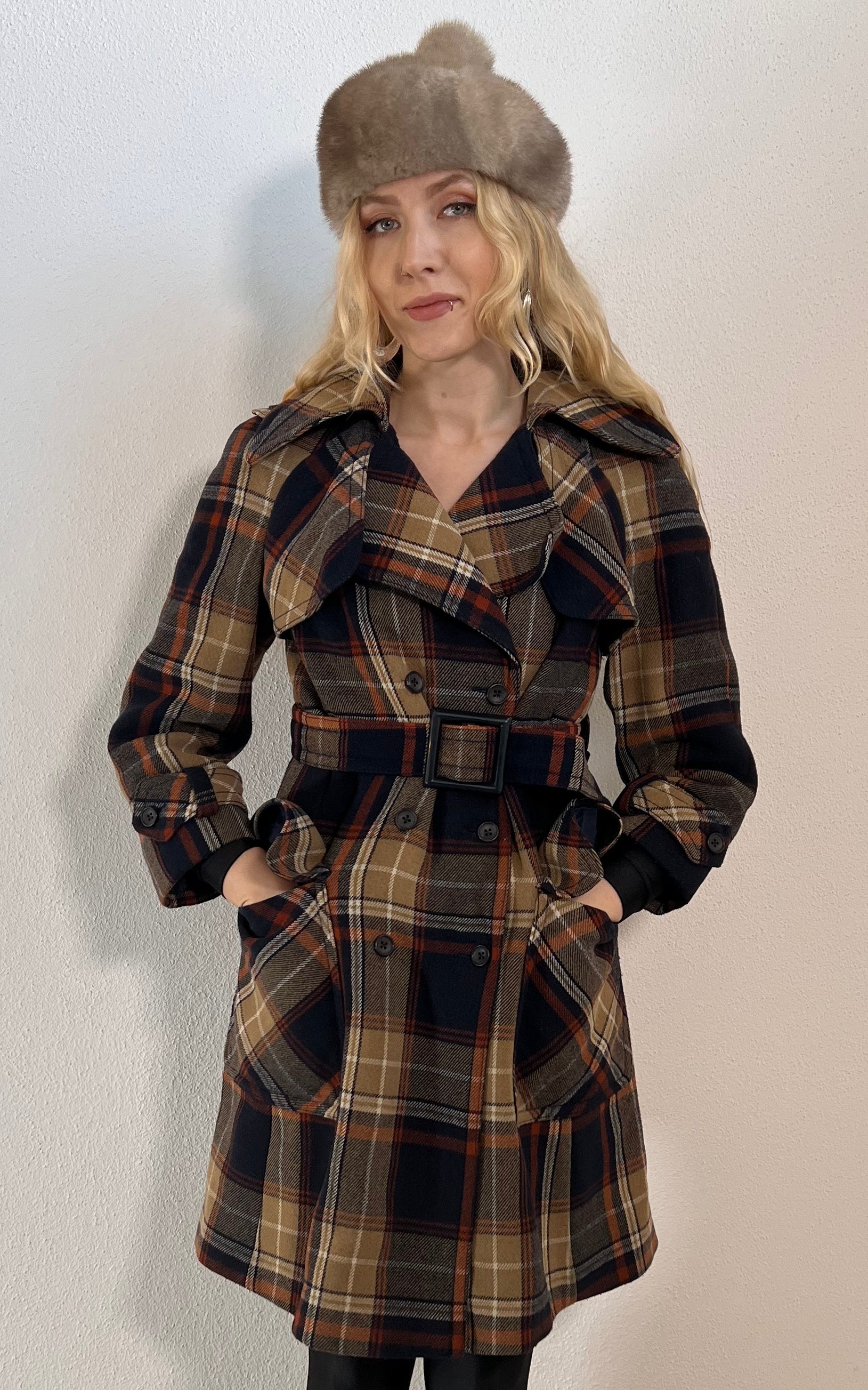 Vintage 70s Tartan Wool Coat